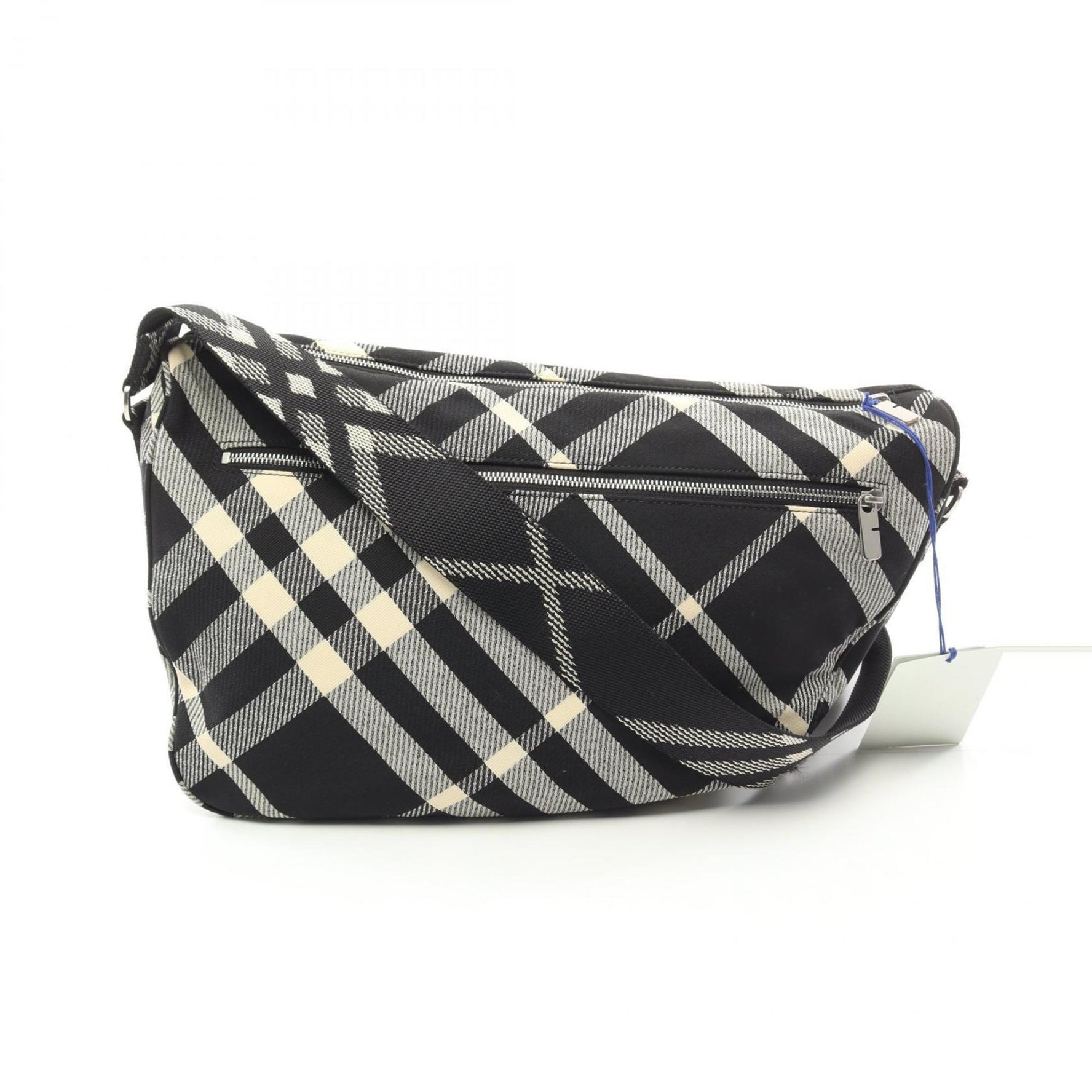 Burberry Large Shield Bag Shoulder Fabric Black White