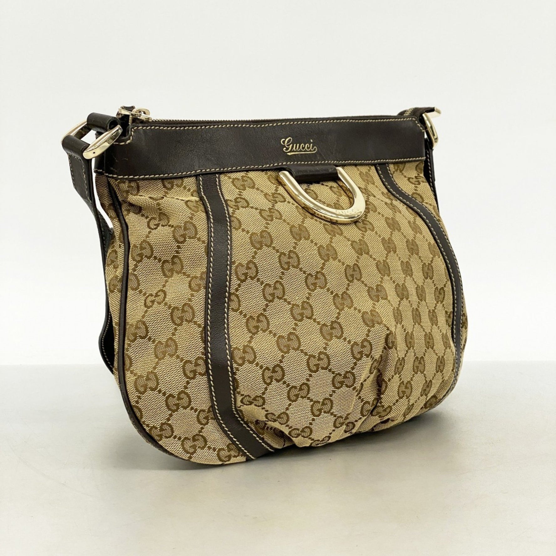 Gucci GG Canvas Abbey Shoulder Bag Champagne