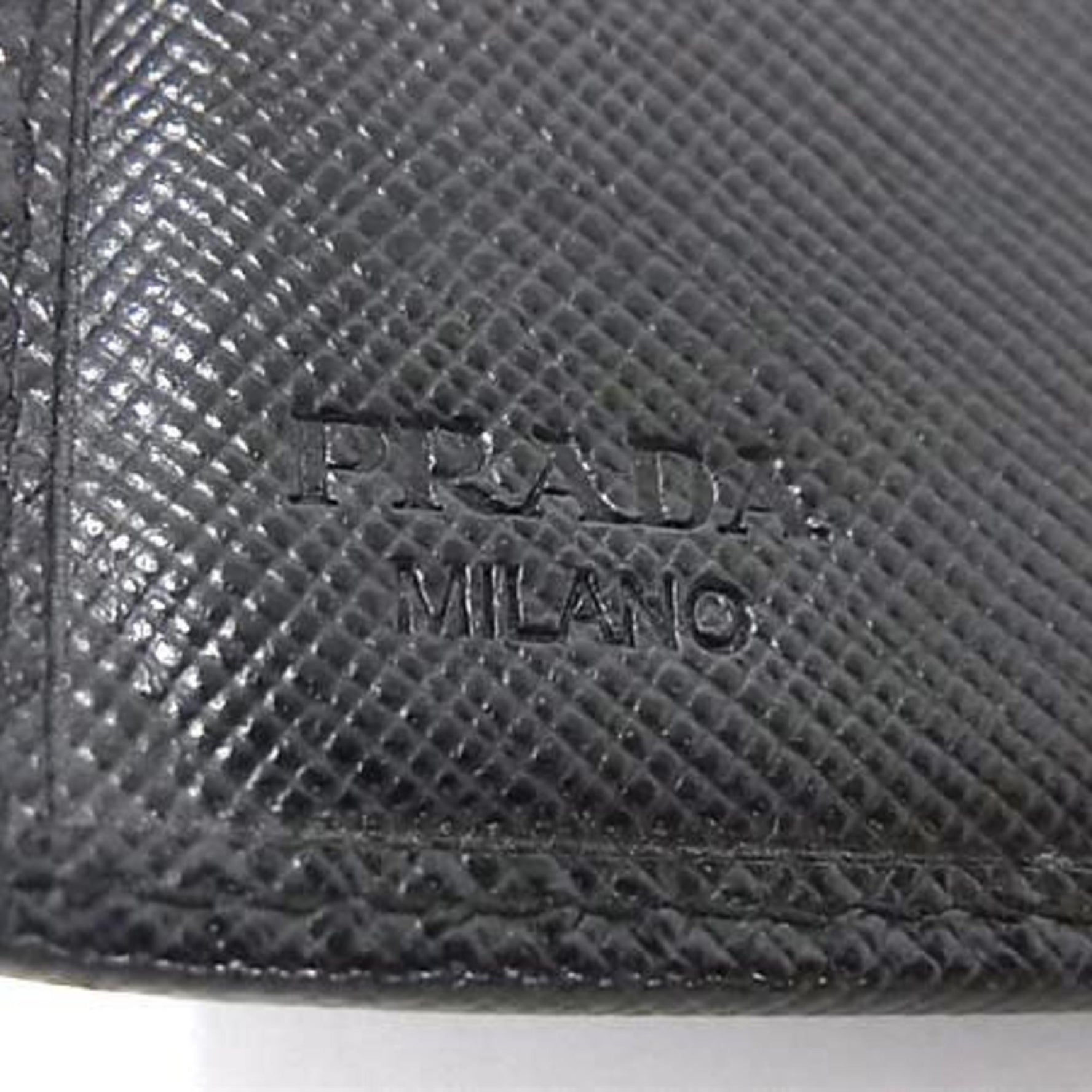 PRADA Triangle Wallet Saffiano Leather Men's and Double Bifold Long with Mark