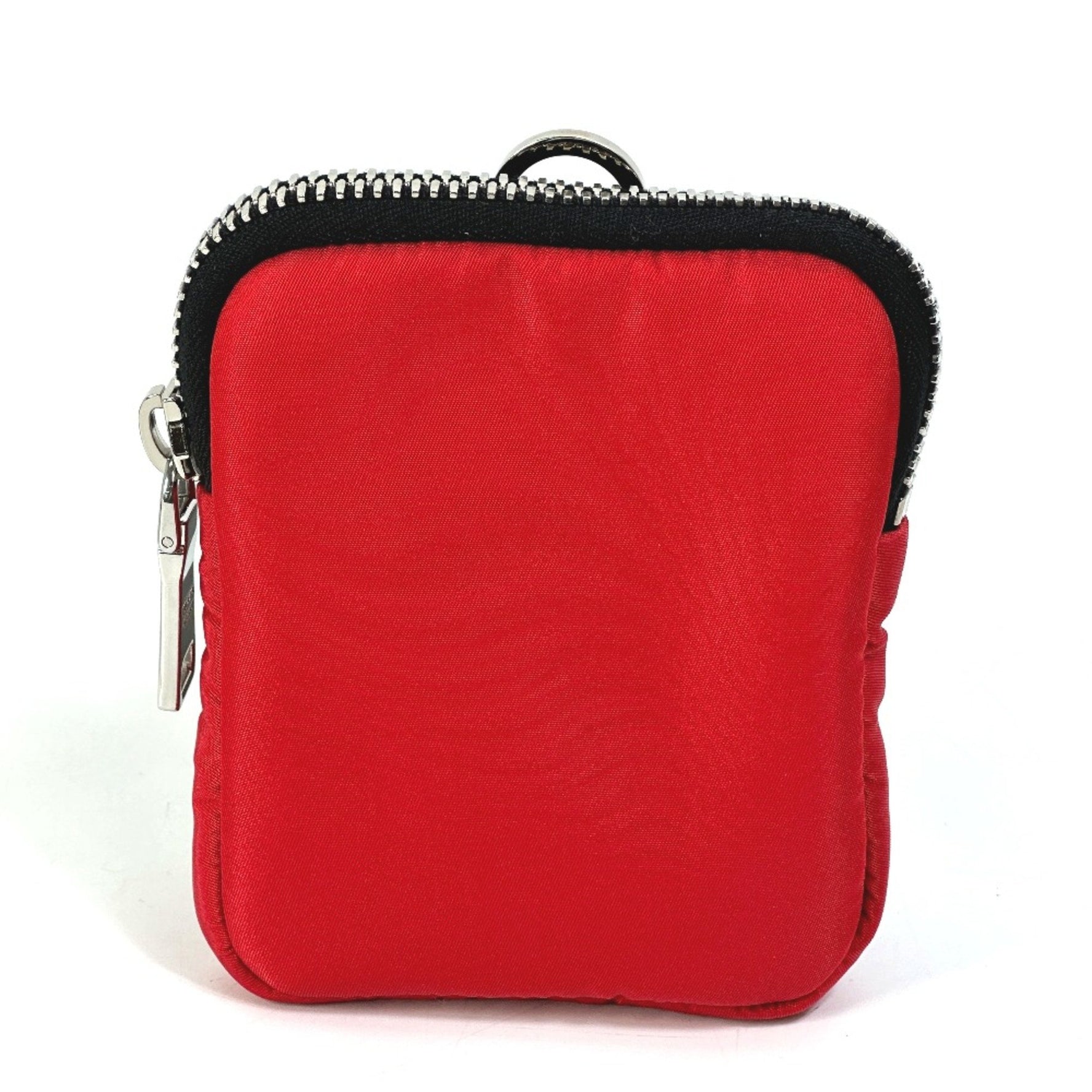 PRADA triangle logo triangle logo plate Bicolor Pouch Black