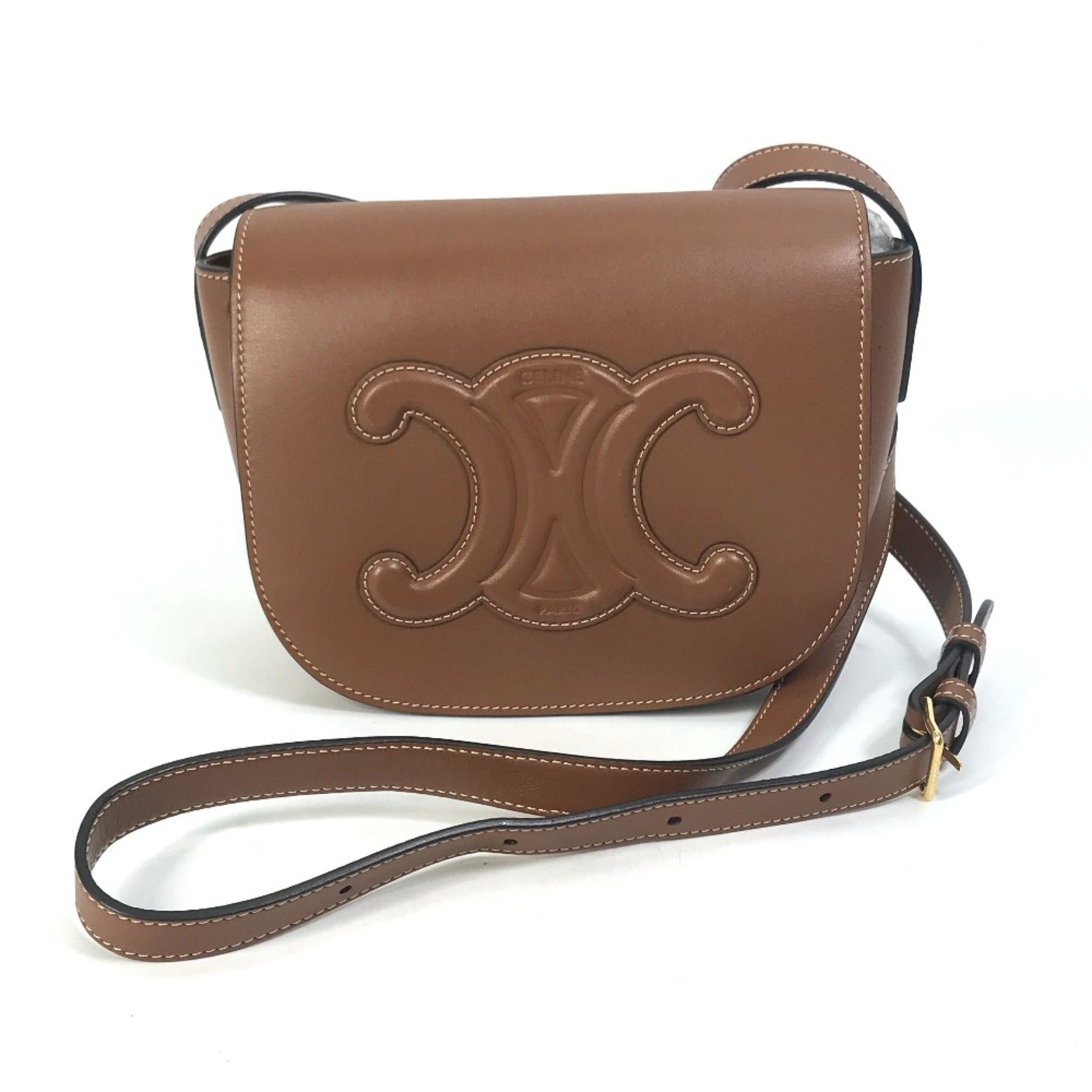 CELINE Crossbody Pochette Bag Shoulder Bag Tan