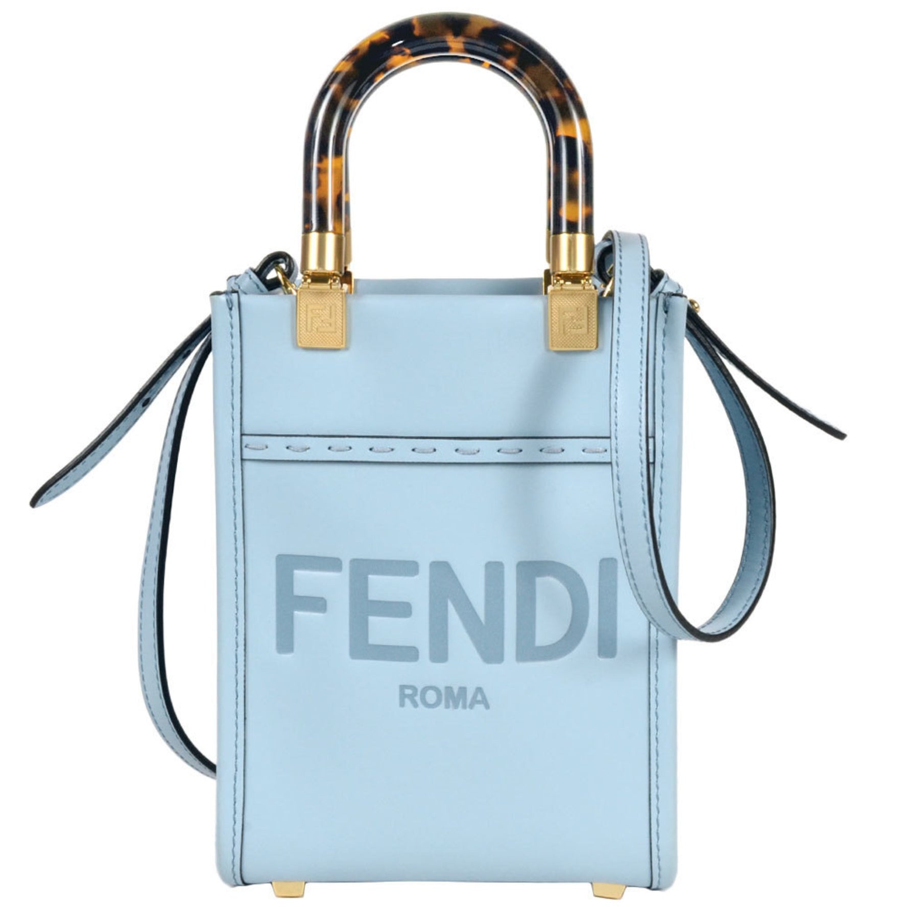 FENDI Sunshine Shopper Mini Handbag Leather Shoulder Bag