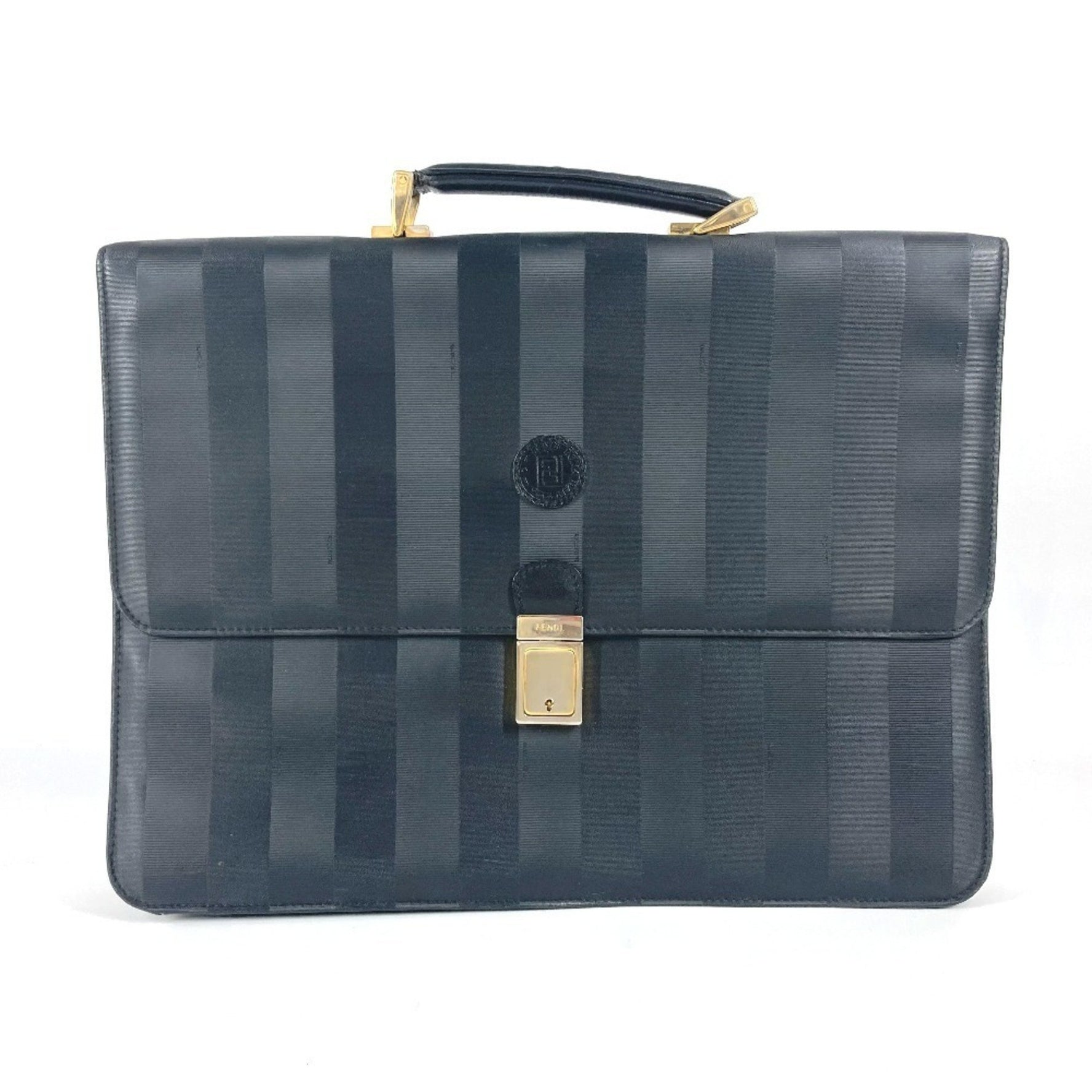 FENDI Vintage Pecan Logo Tote Bag Handbag Briefcase Business Leather Men's