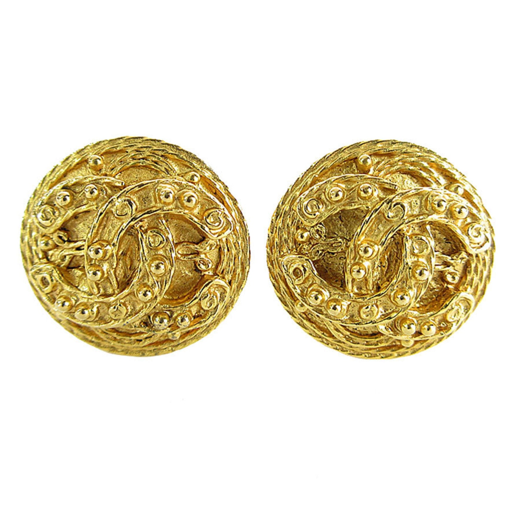 CHANEL Coco Mark Metal Earrings