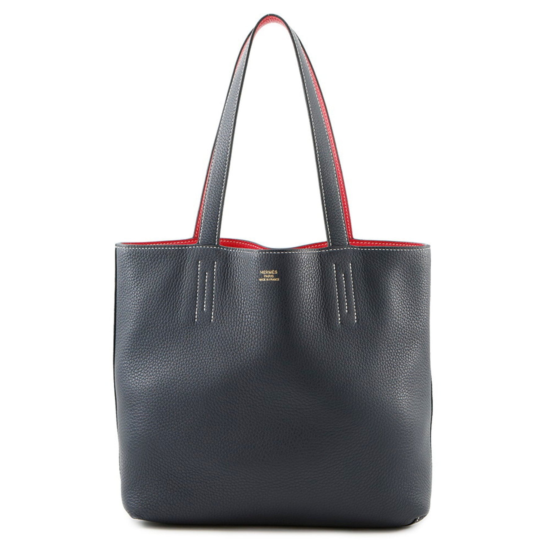 Hermes Hermès Double Sens 28 Tote Bag, Rose Extreme, Bleu Nuit, Taurillon Clemence, D Stamp