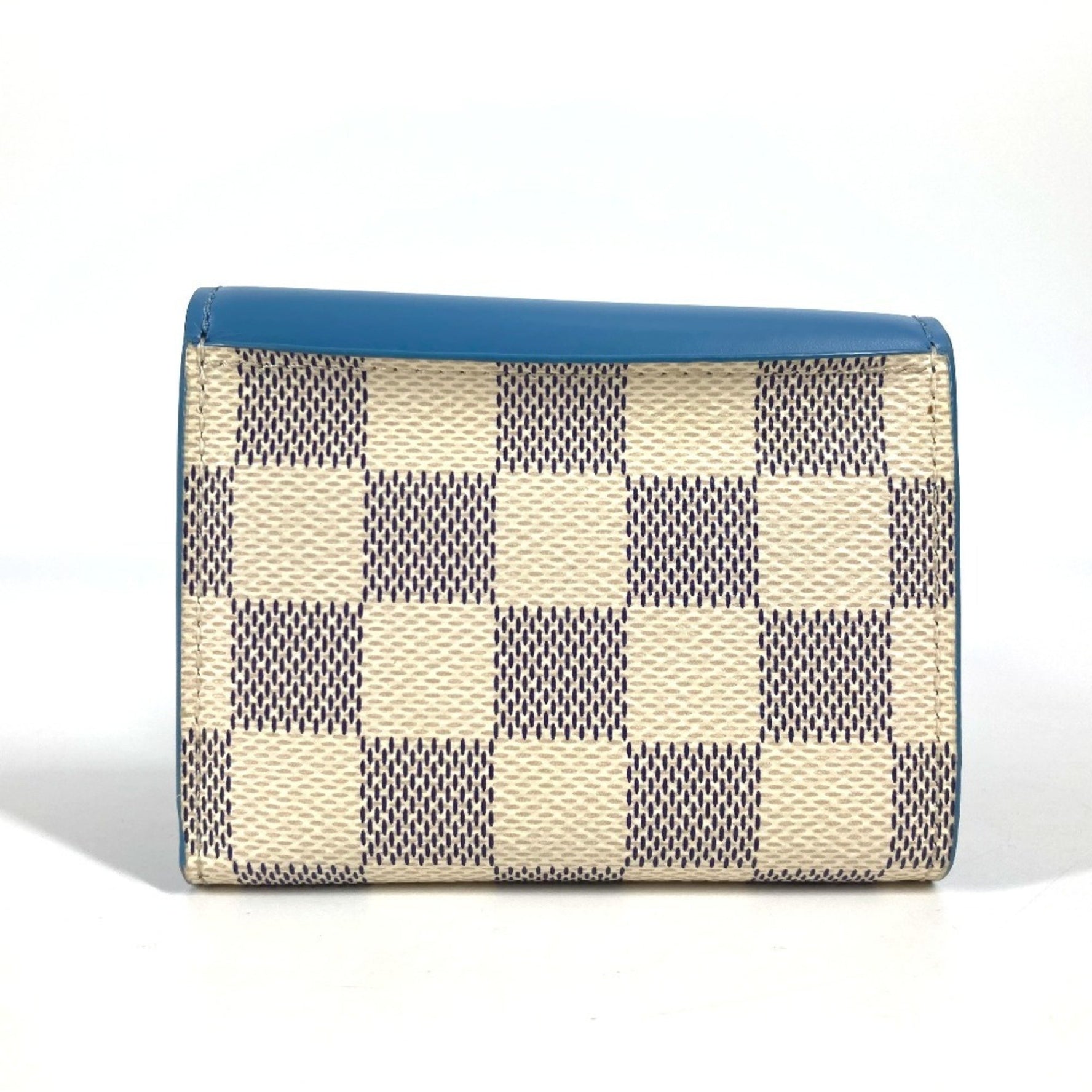 Louis Vuitton Damier Azur Portefeuille Zoe Compact Wallet Tri-fold Canvas Blue