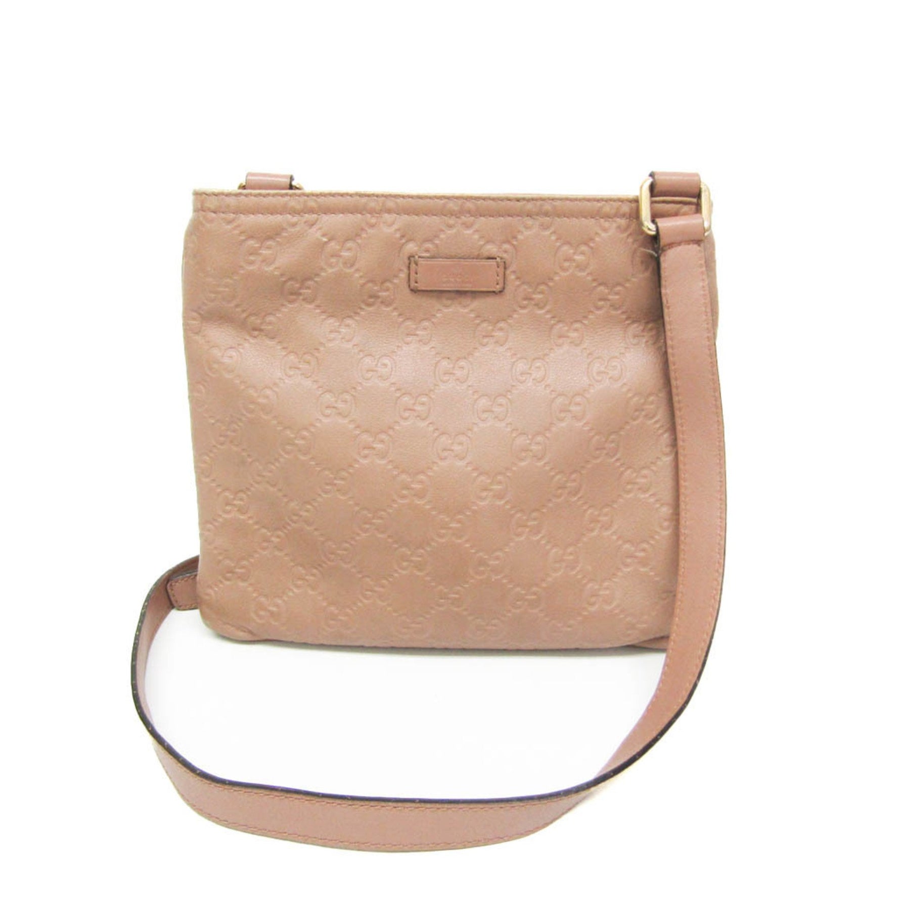 Gucci Guccissima Leather Shoulder Bag Pink Beige