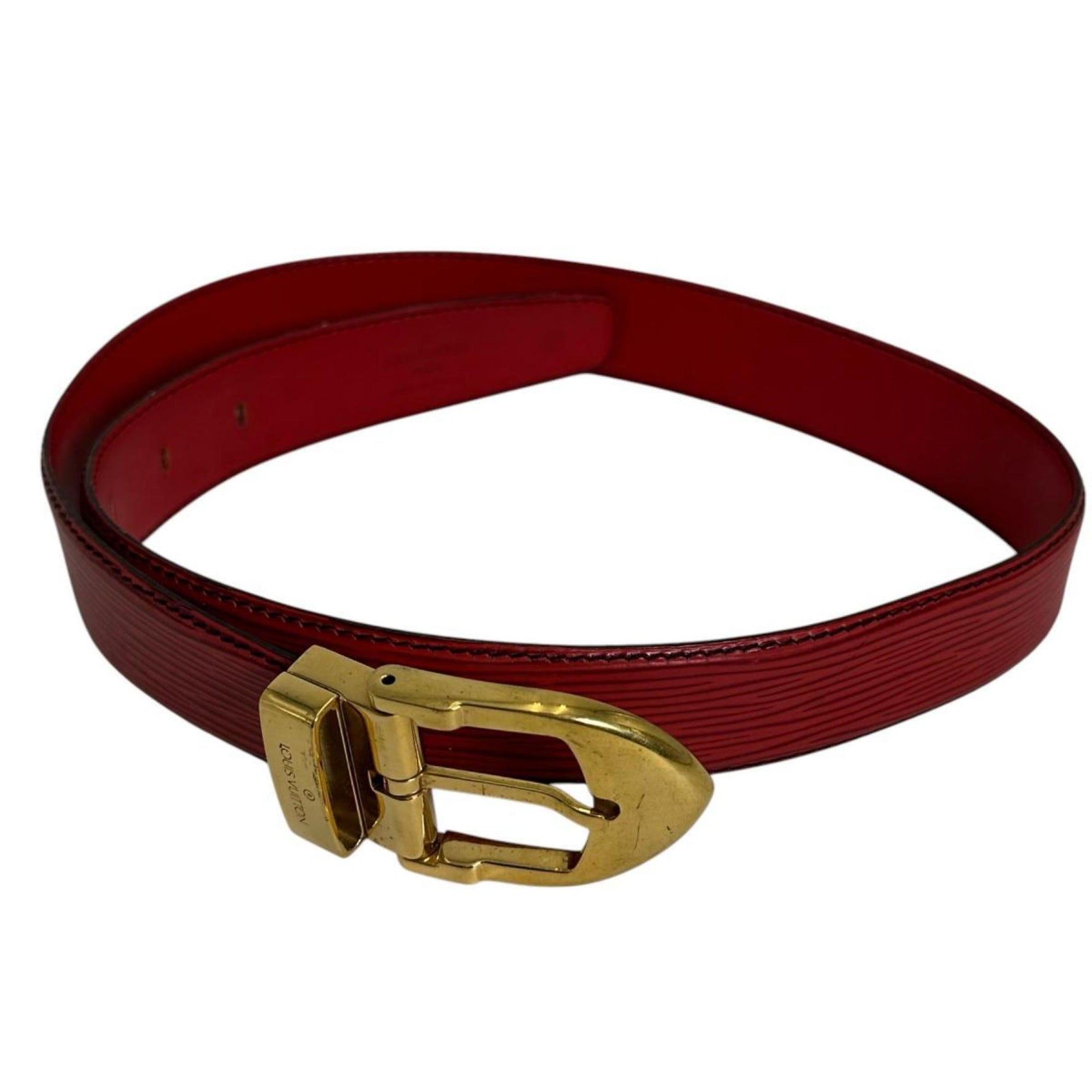 Louis Vuitton Epi Santur Classic Leather Belt Red