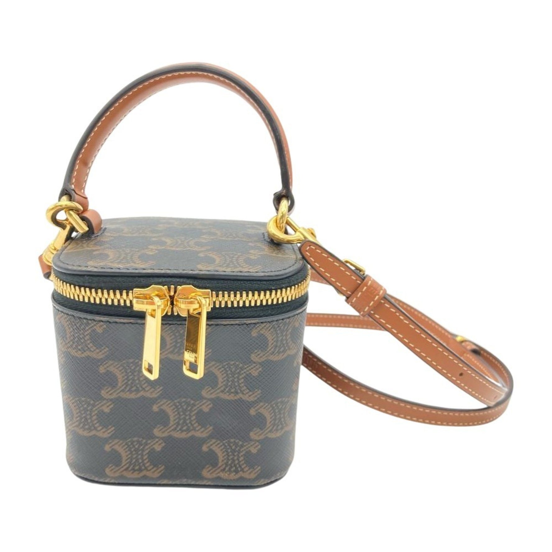 CELINE Triomphe Mini Vanity Case Shoulder Bag PVC Coated Canvas