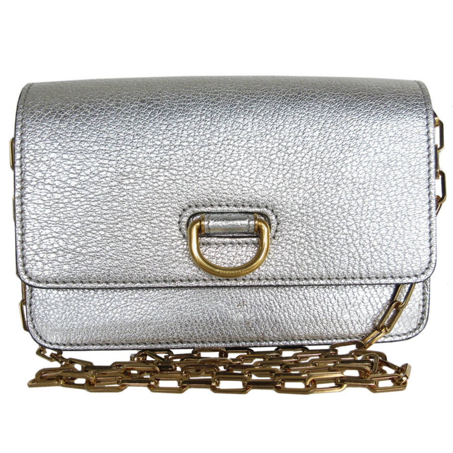 Burberry shoulder bag leather metal gold ladies