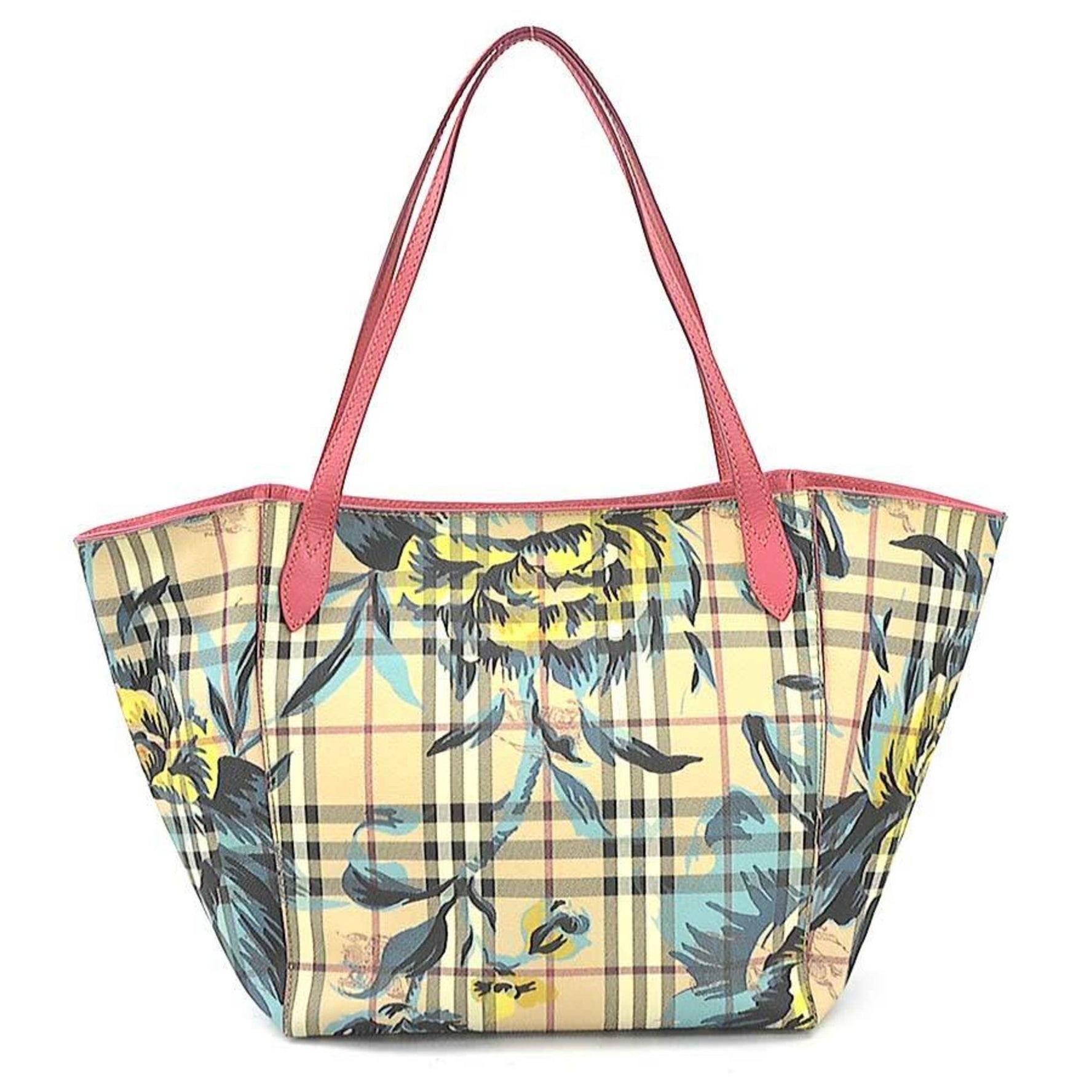 Burberry Handbag Tote Bag Coated Canvas Leather Pink x Beige
