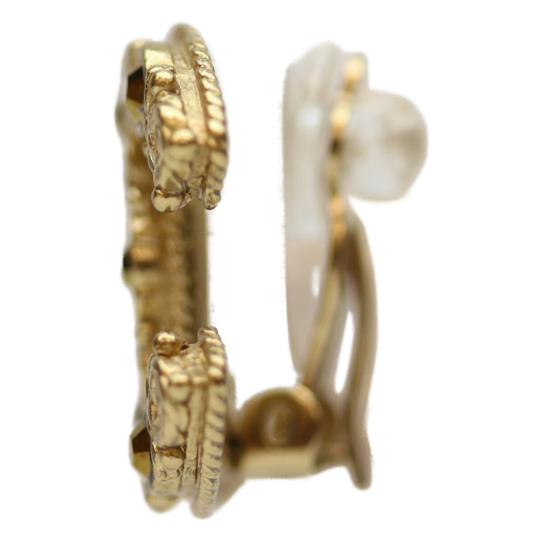 CHANEL GP Coco Mark Brown Stone Earrings, Gold