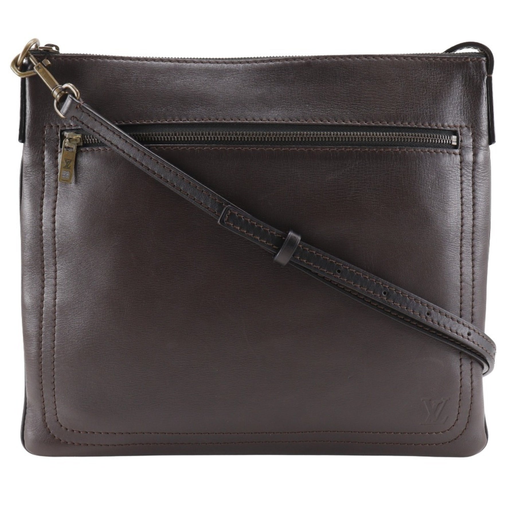 Louis Vuitton Sac Plat Shoulder Bag Utah Calfskin Cafe 2004 Brown