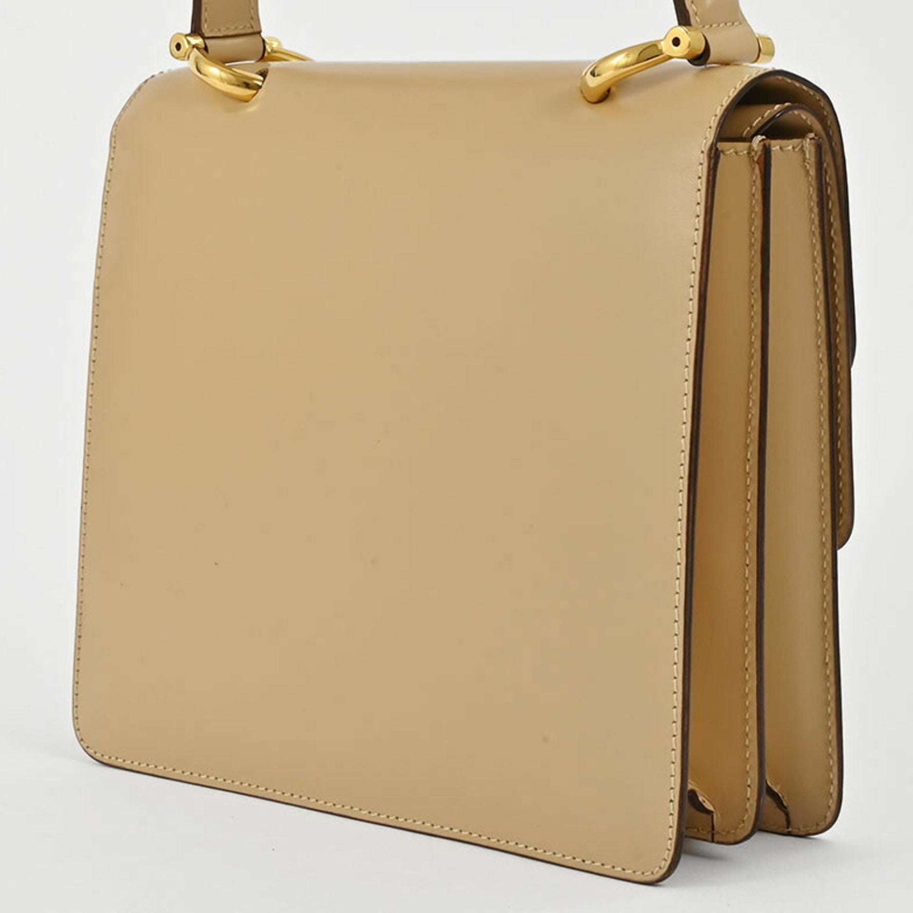 Celine Old W Flap Ring Handbag Leather