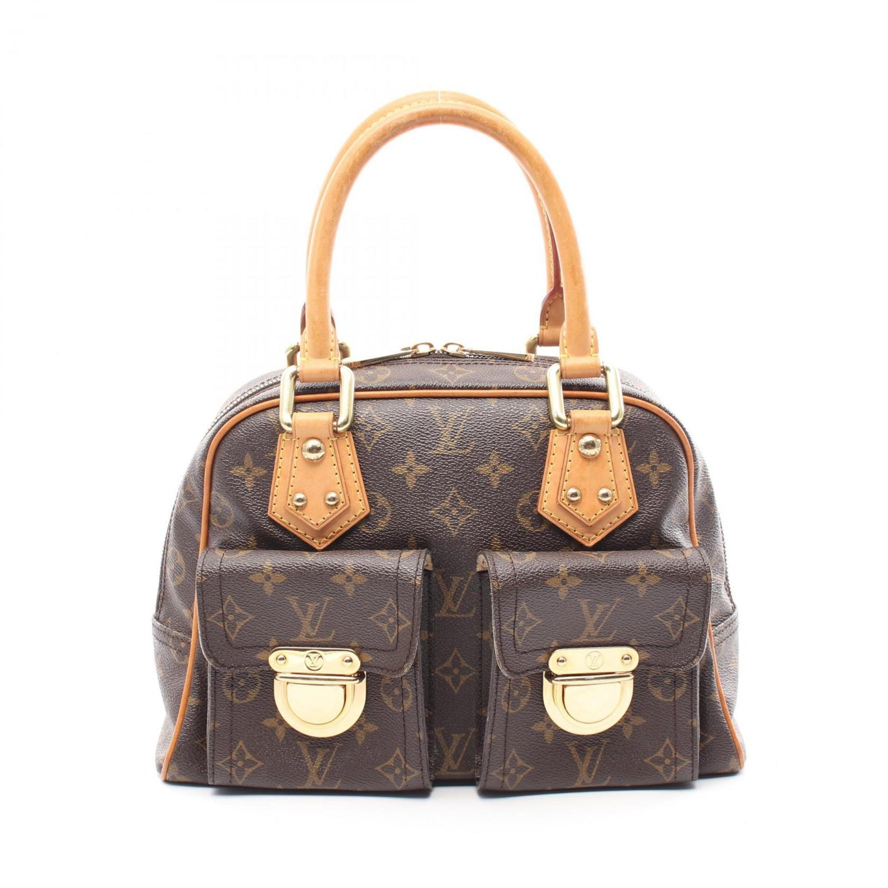 Louis Vuitton Manhattan PM Handbag Coated Canvas Leather Monogram Brown
