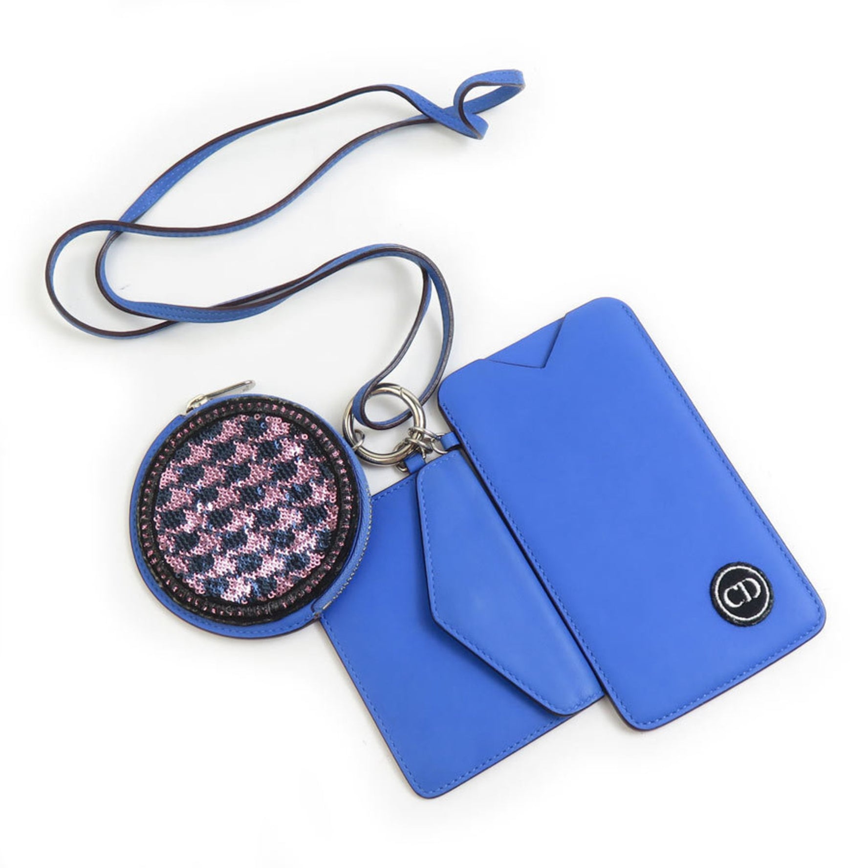 Christian Dior Leather Neck Pouch in Blue-Purple