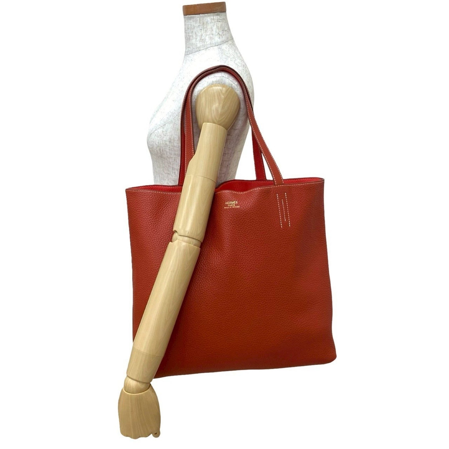 HERMES Double Sens 45 Taurillon Clemence Leather Tote Bag/Handbag