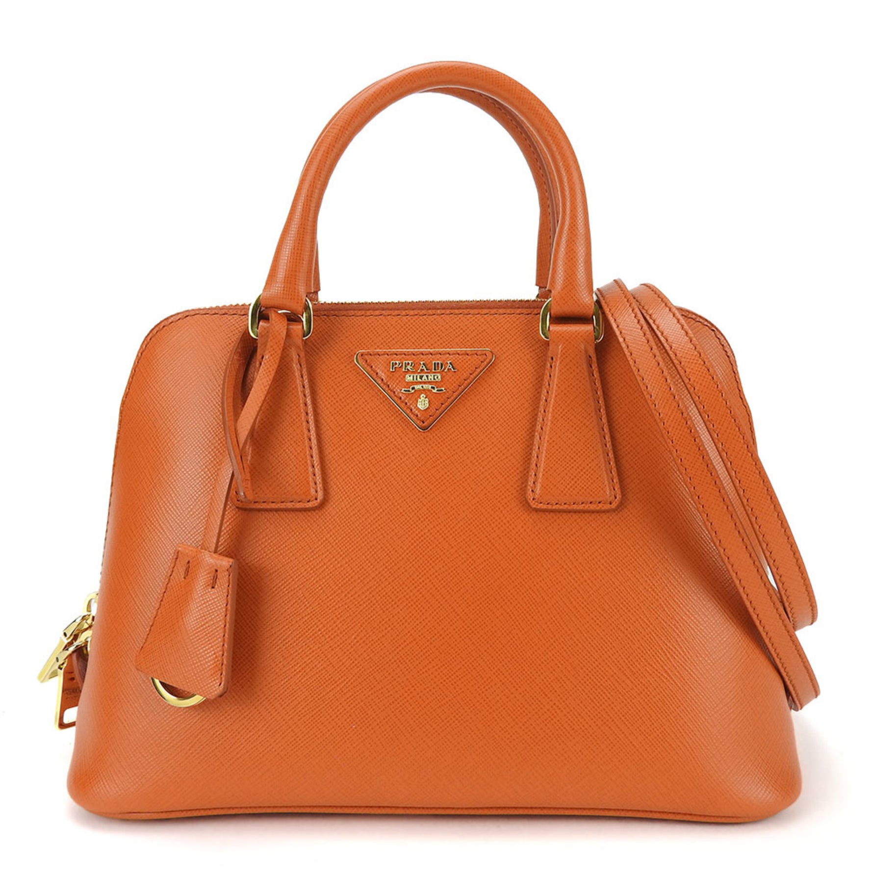 Prada Handbag Saffiano Leather Papaya Shoulder Bag