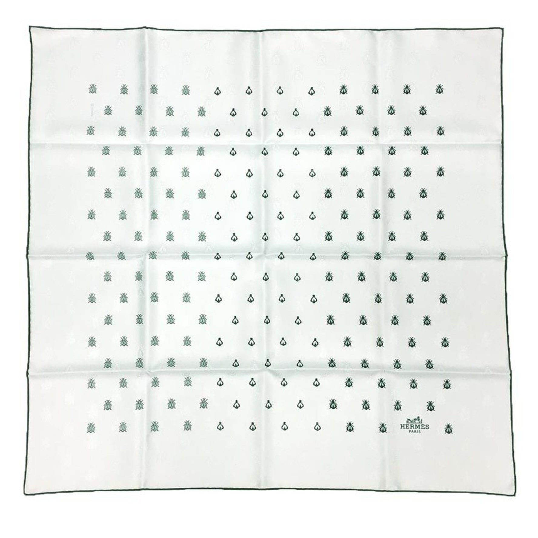 HERMES Scarf, Carré 70, Embroidered, Petite Abeille Broad, 100% Silk, Light Blue, Bee, Unused