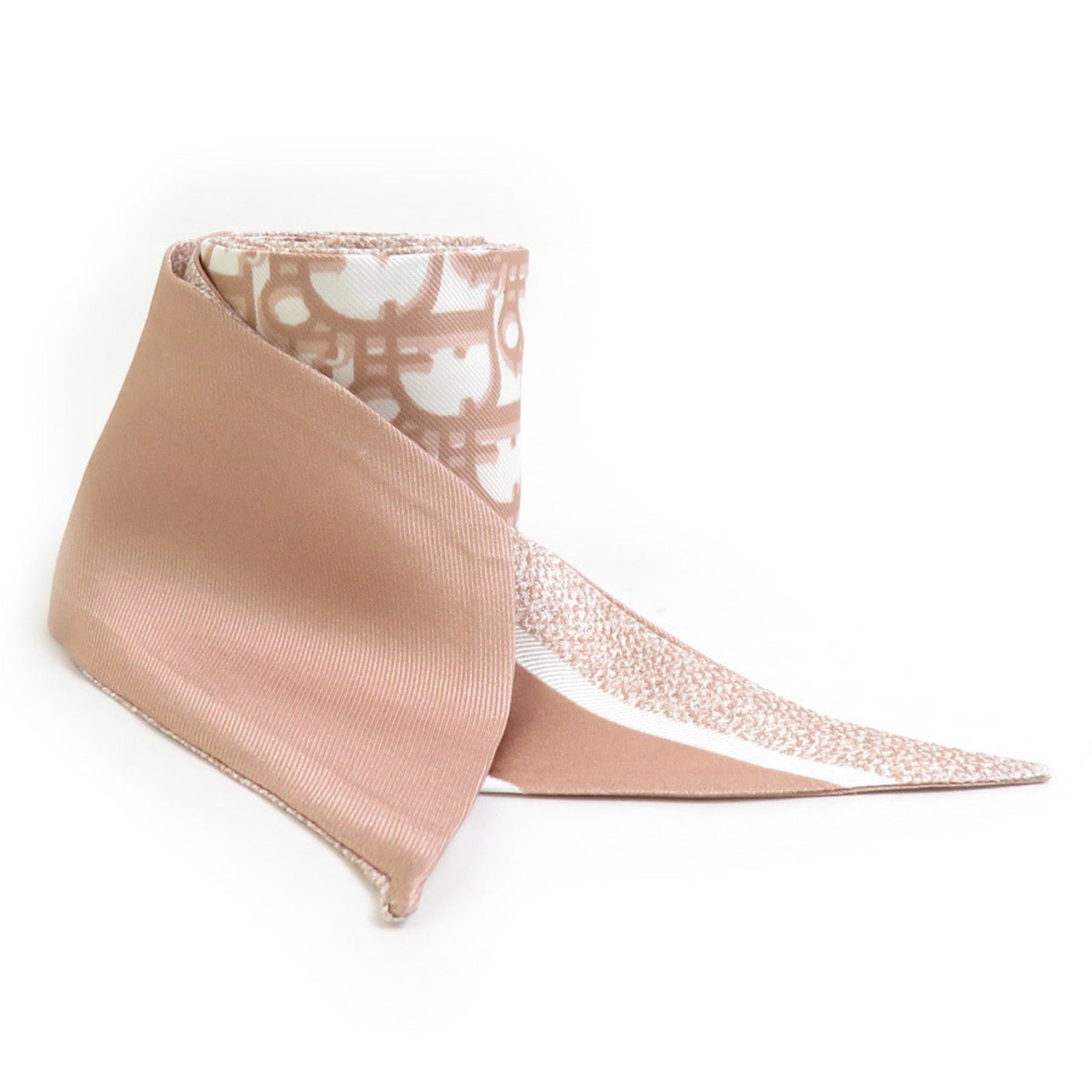 Christian Dior Mitzah Scarf, Silk, Pink Beige, White