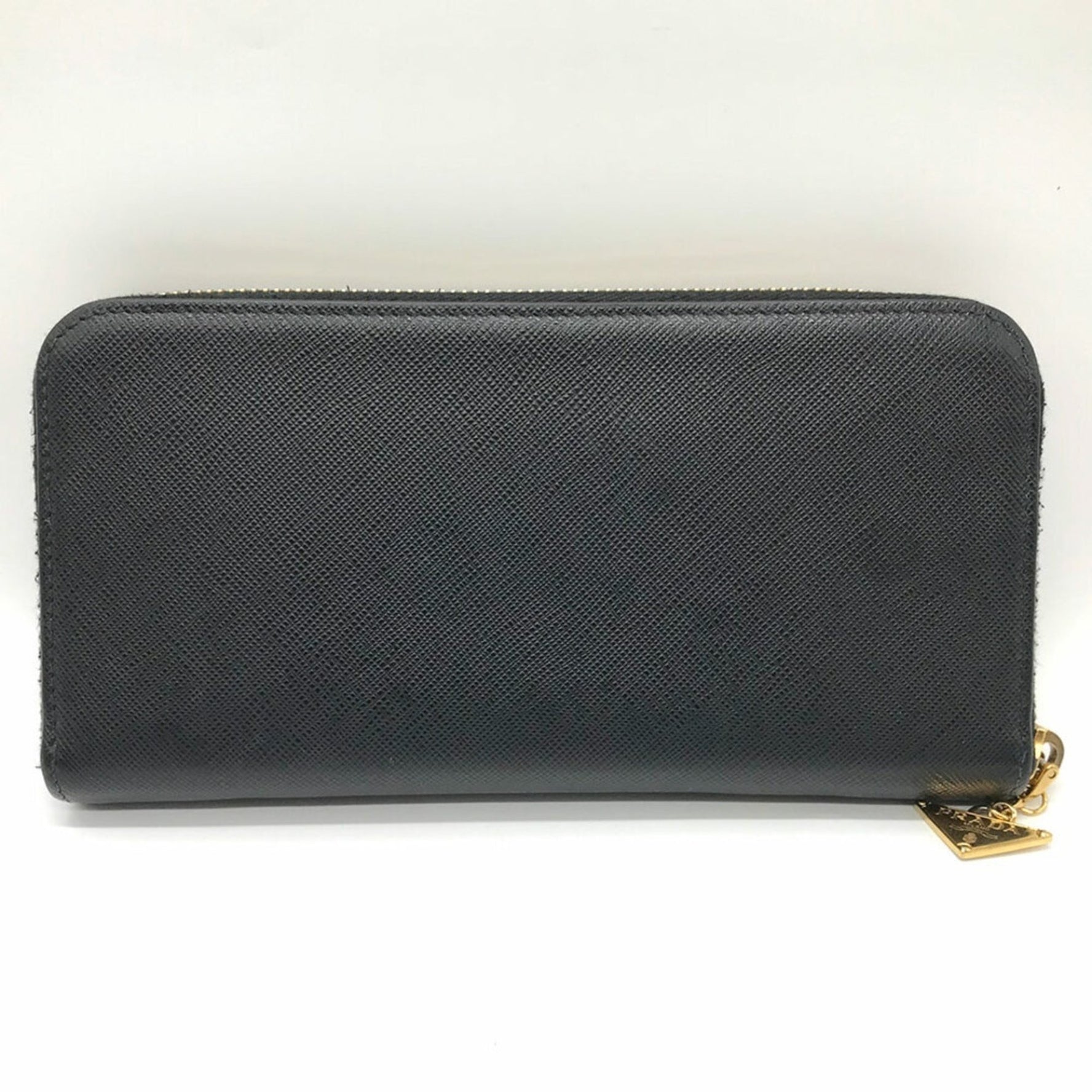 Prada Long Wallet Round Saffiano Leather