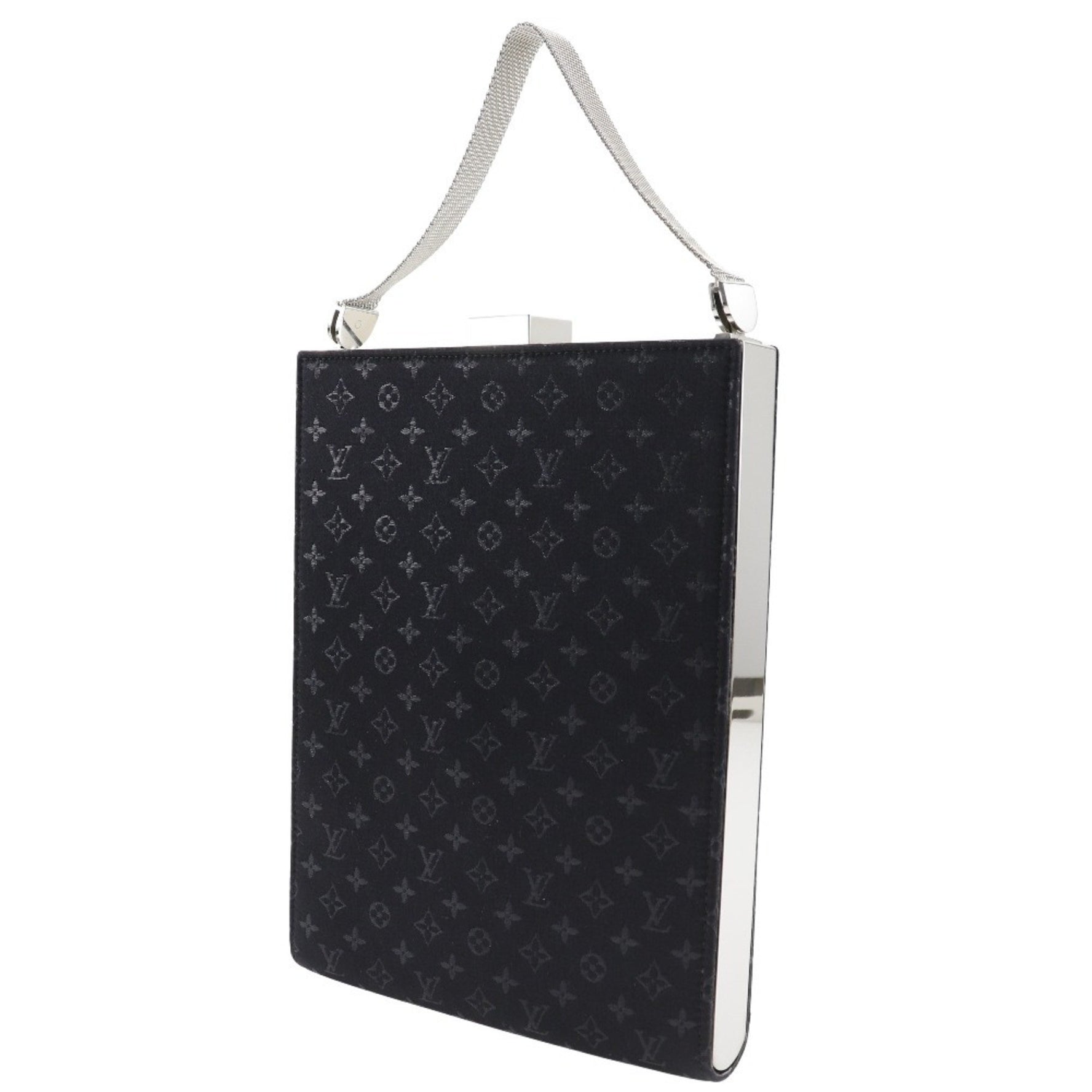 Louis Vuitton Angers GM Handbag - Bag Monogram Satin Noir 2000 Black Snap Lock Ladies
