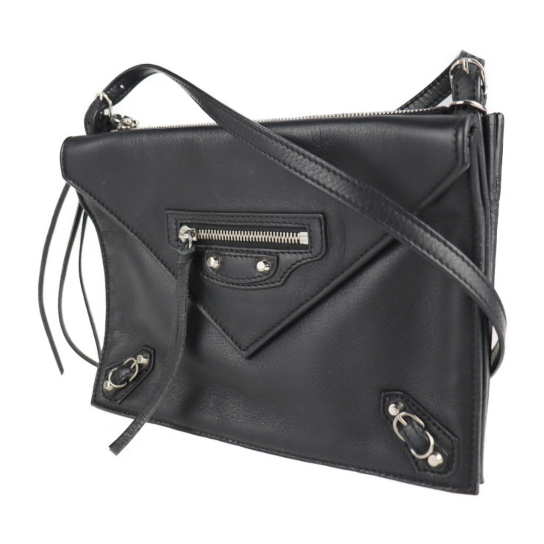BALENCIAGA paper shoulder bag leather clutch mini handbag