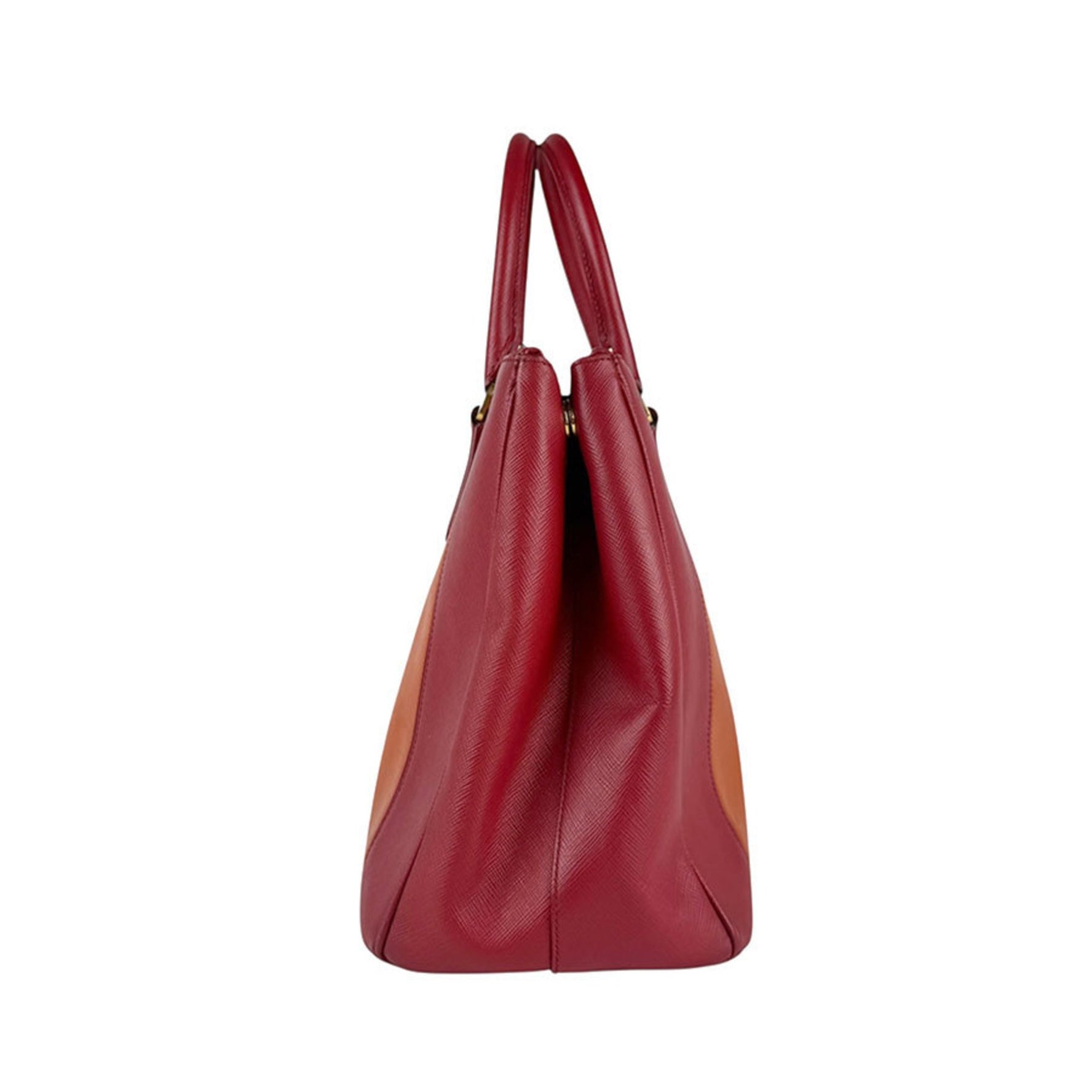 Prada Handbag Shoulder Bag Leather Red Orange Gold