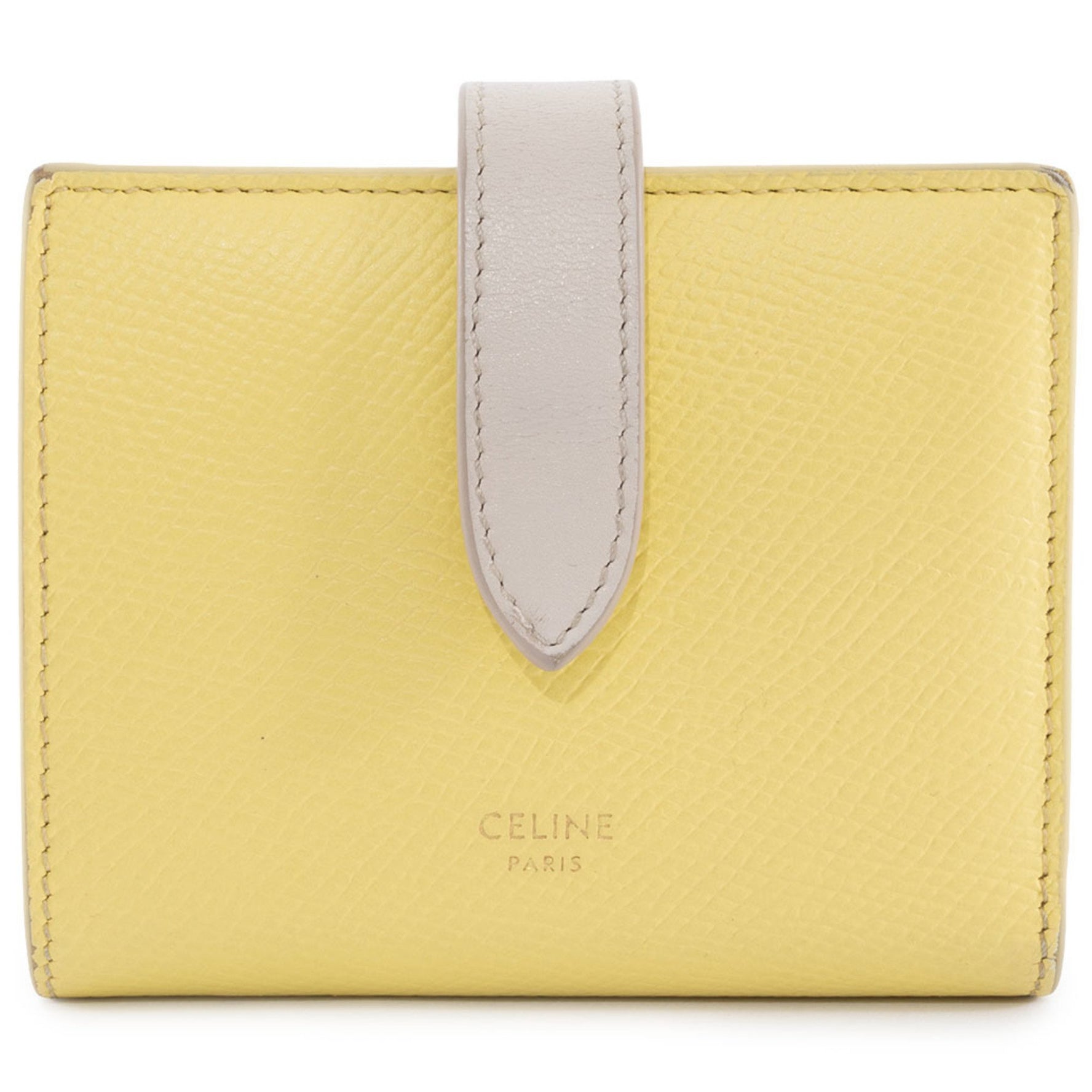 Celine Small Strap Bifold Wallet Leather Yellow Two-Tone