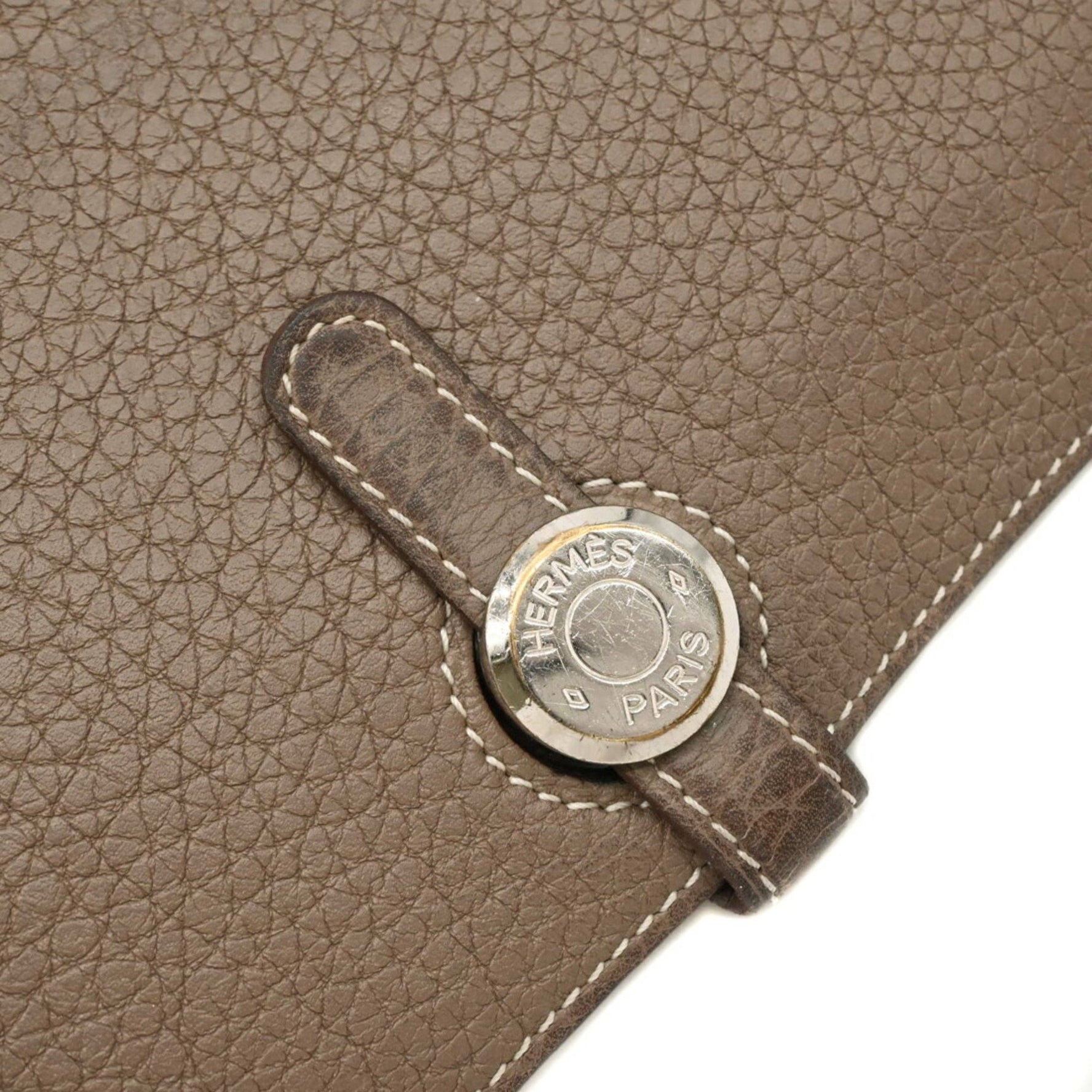 HERMES Dogon Duo GM Long Wallet Bi-fold Togo Leather Etoupe Greige #□P