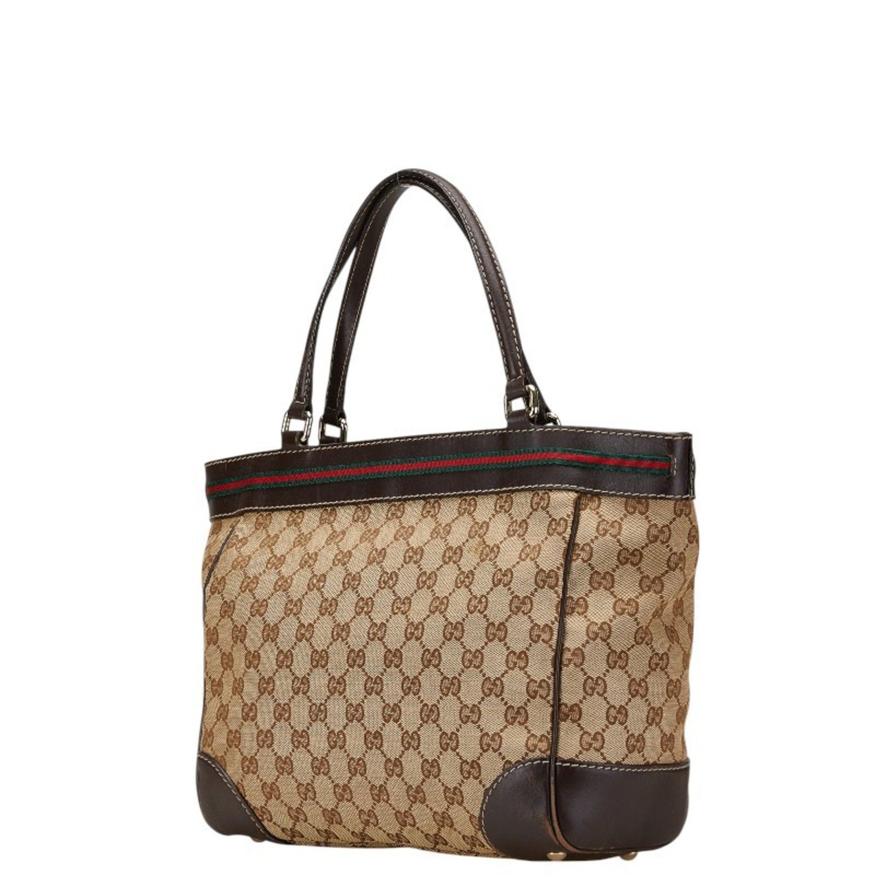 Gucci GG Canvas Sherry Line Mayfair Princess Tote Bag Handbag Beige Multicolor Leather