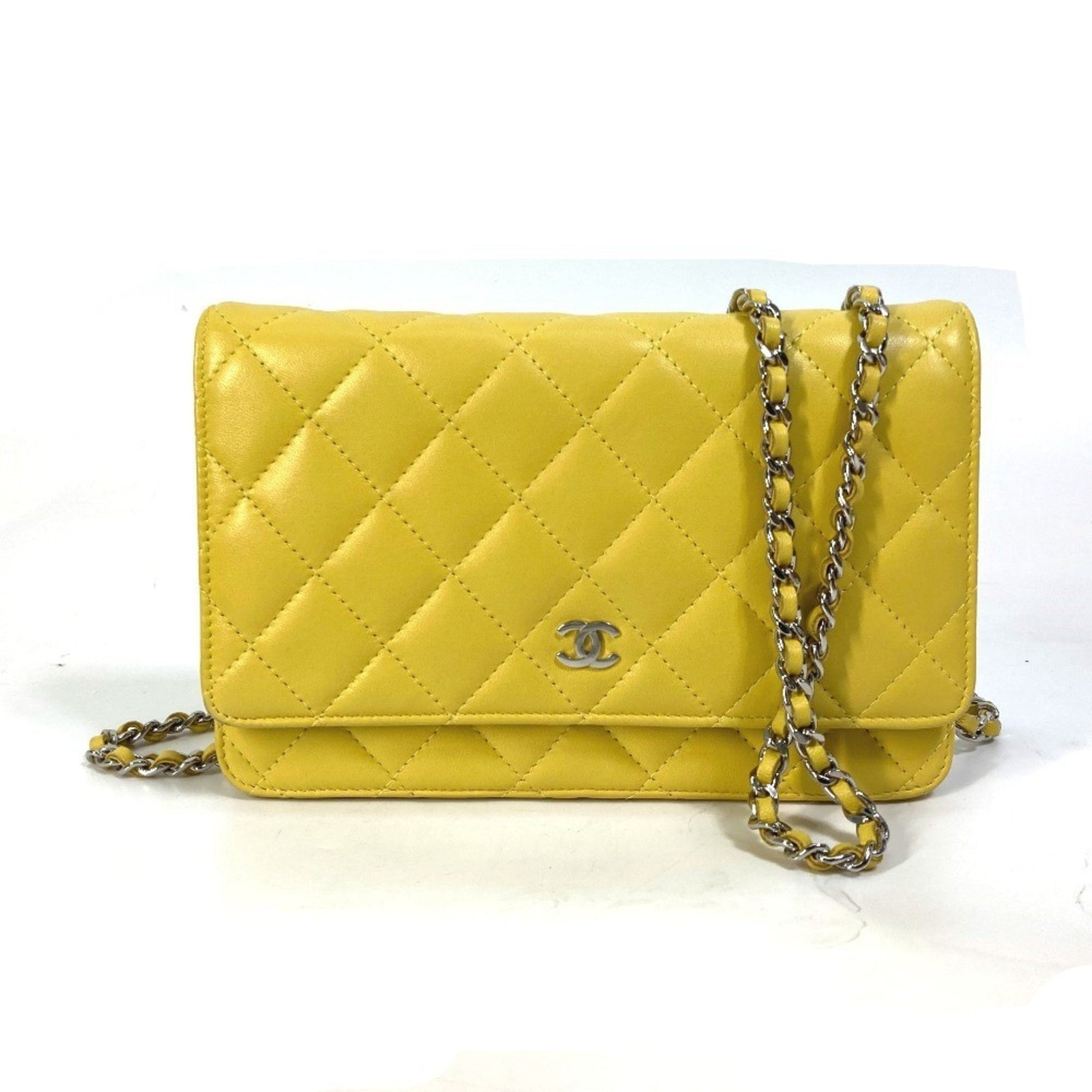 CHANEL CC Coco Mark Matelasse Quilted Chain Wallet/Long Wallet/Shoulder Bag in Lambskin