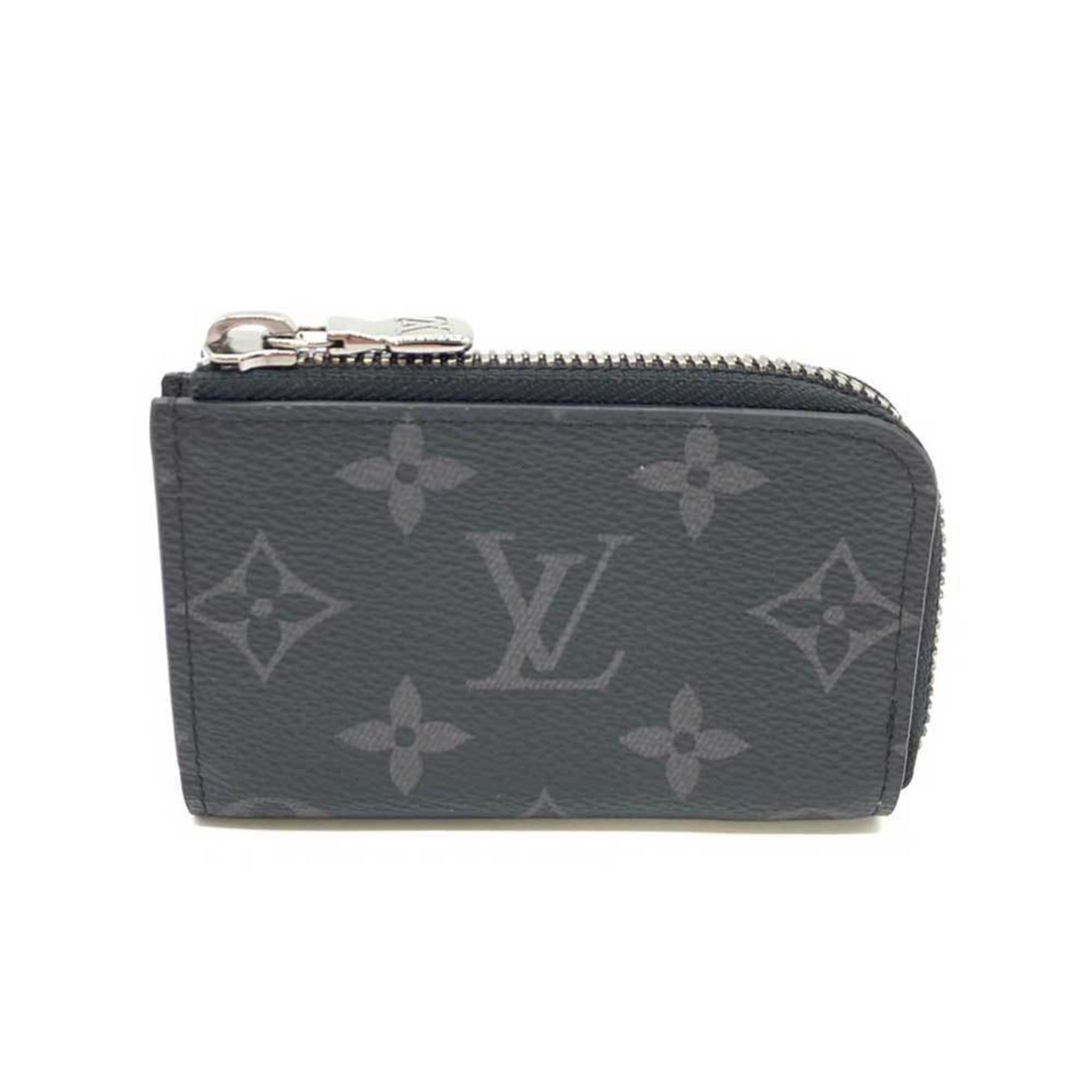 Louis Vuitton Wallet Porte Monédeur Black x Gray Coin Case Purse L-shaped Monogram Eclipse PVC Leather LOUISVUITTON