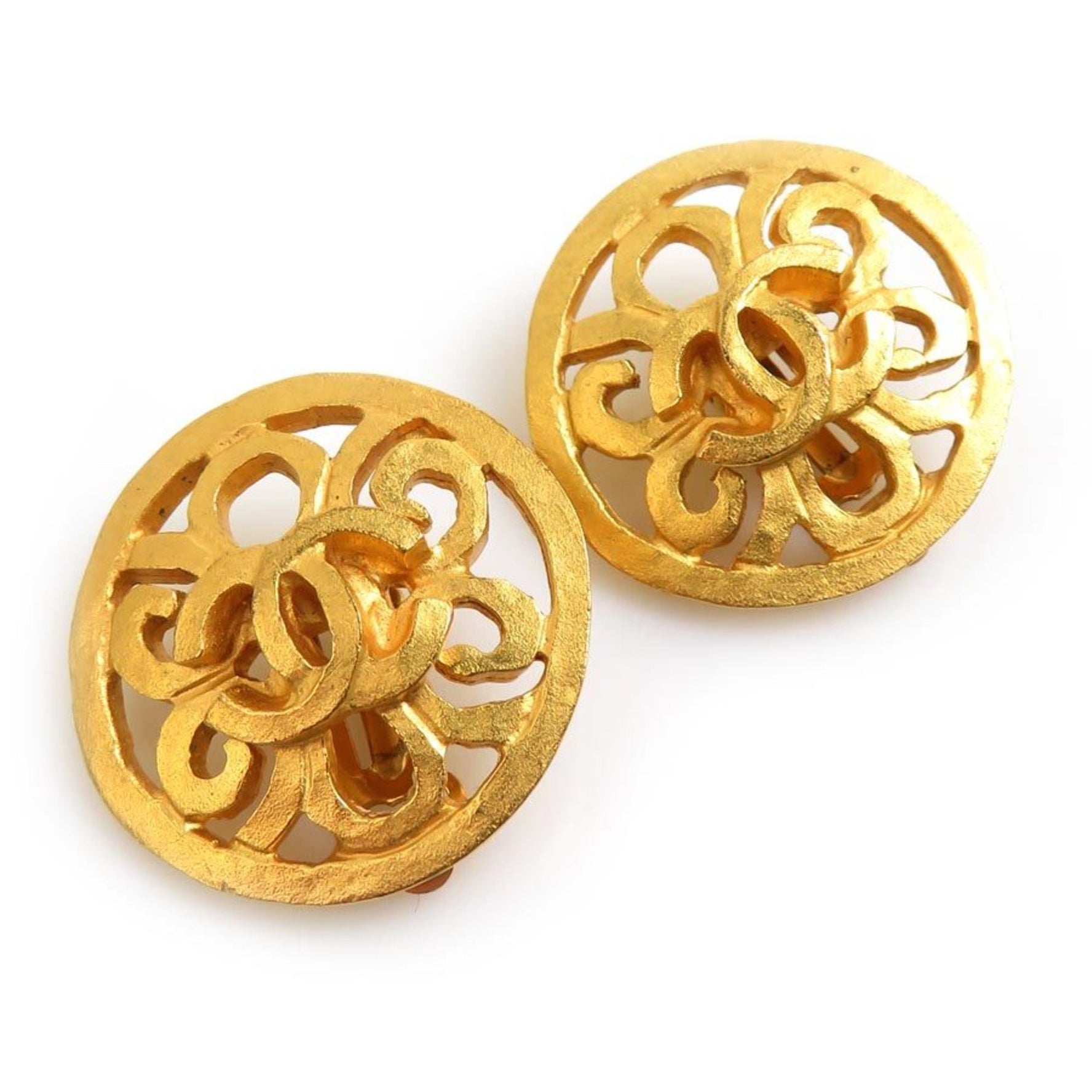 CHANEL Coco Mark Metal Earrings