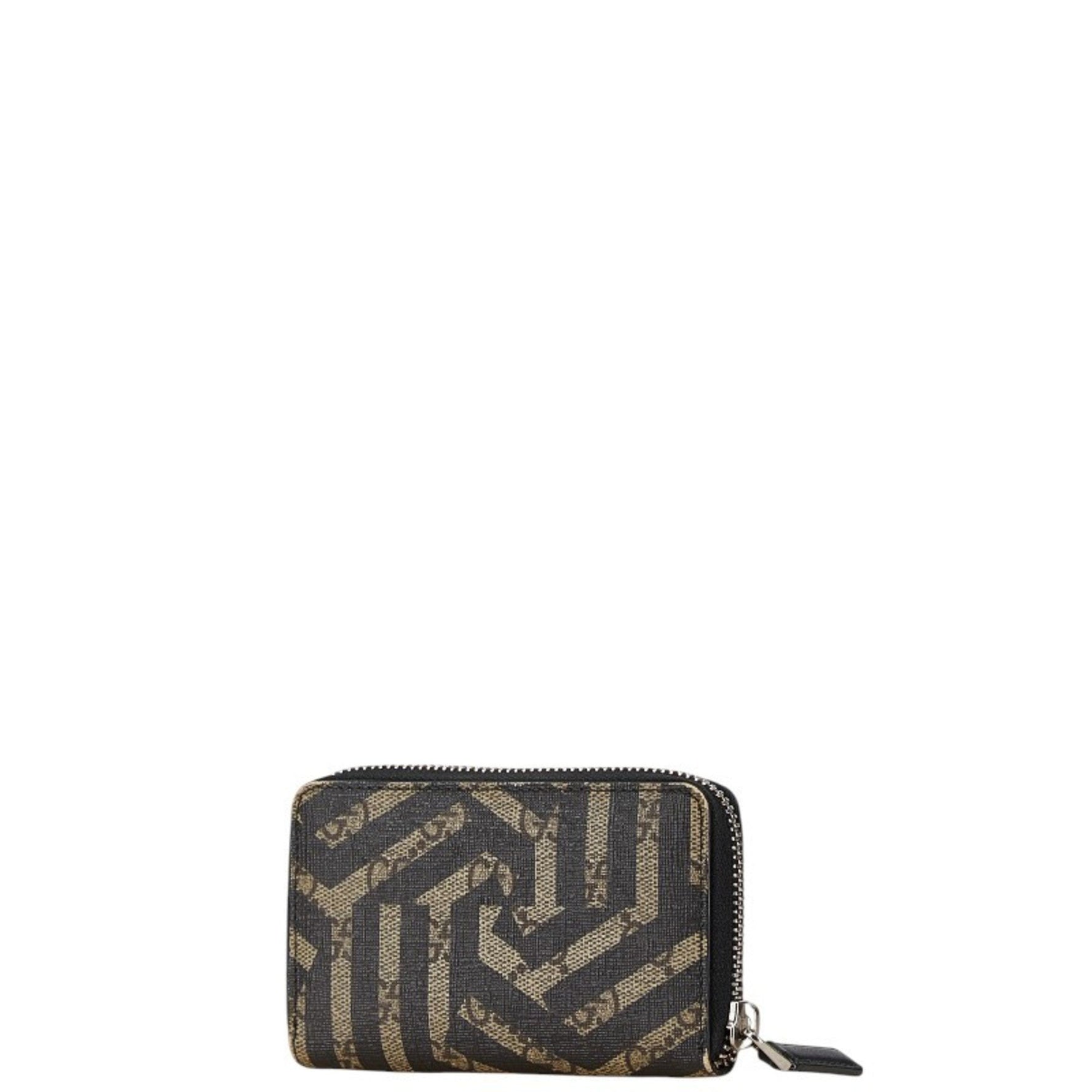 Gucci Coin Case Black Beige PVC Leather
