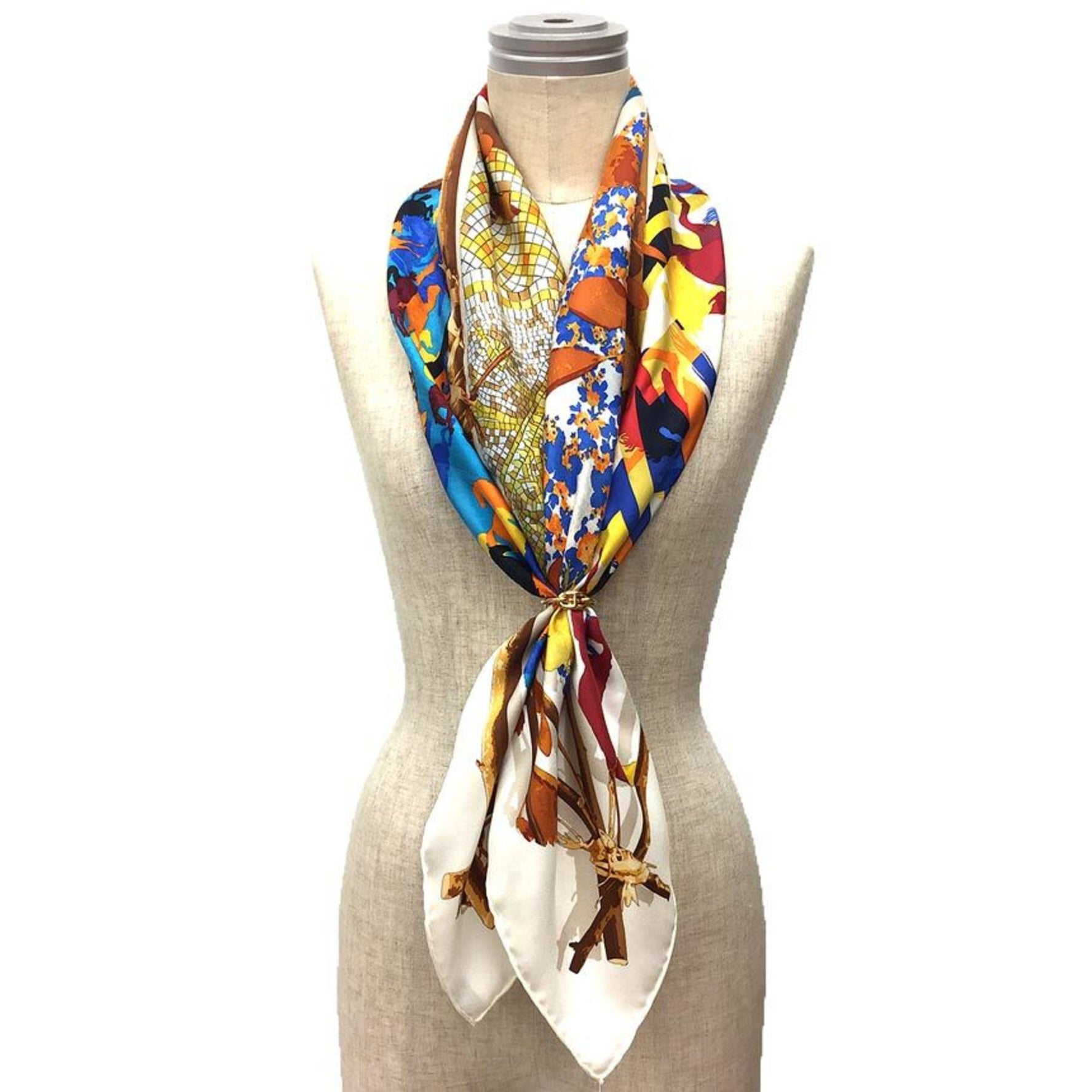 HERMES Scarf Muffler Carre 90 LE ROBINSON CHIC/Chic Robinson 100% Silk