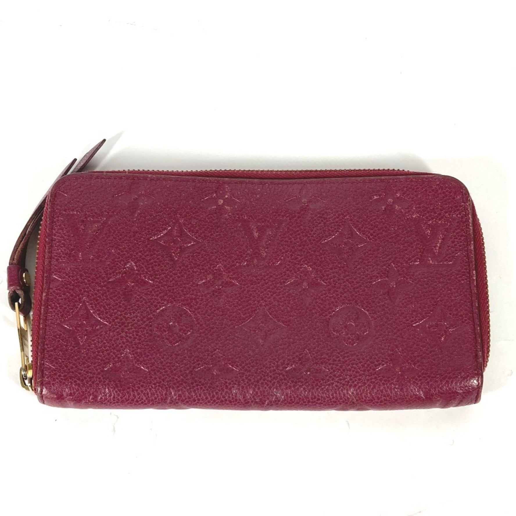 Louis Vuitton Monogram Empreinte Portefeuille Secret Long Wallet Round Leather Aurore Red