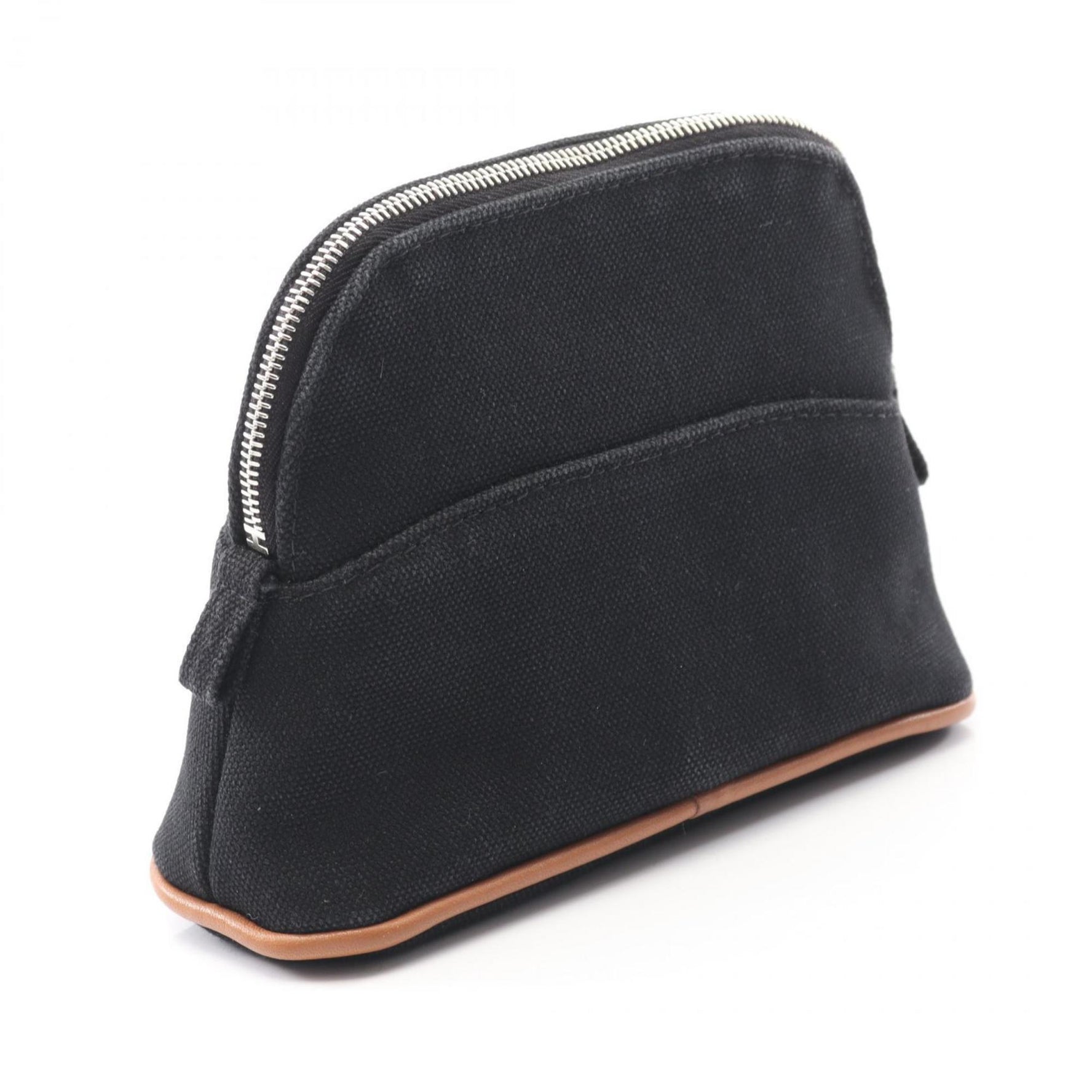 Hermes Hermès Bolide Mini Pouch Bag in Canvas and Leather, Black/Brown