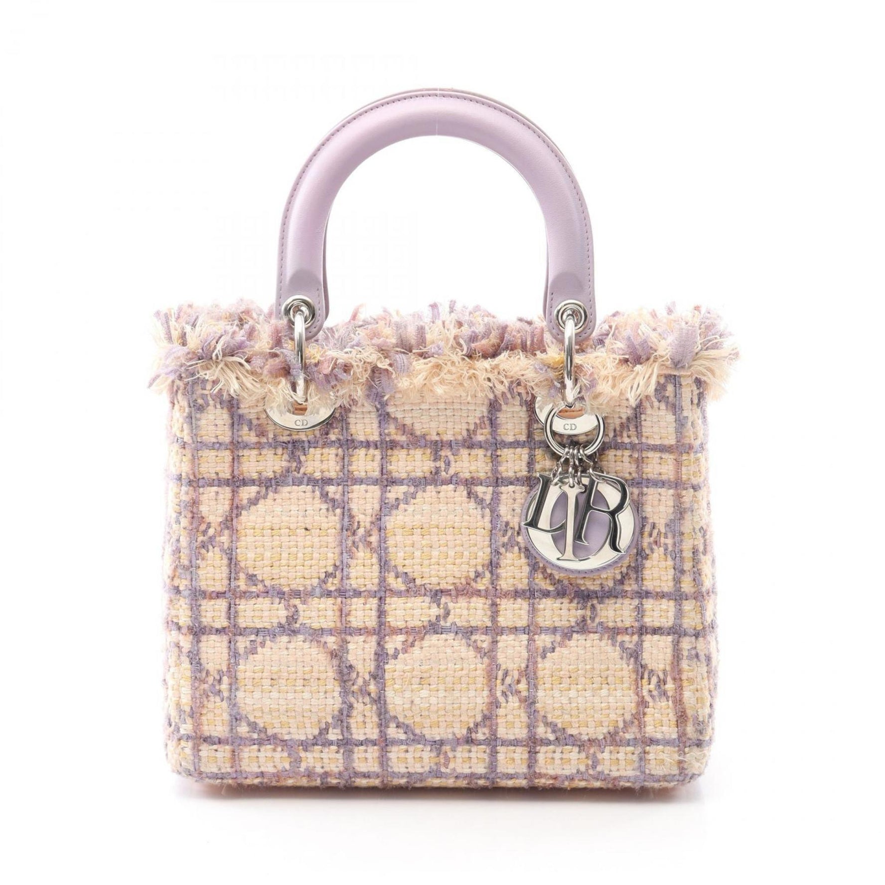 Christian Dior Dior Lady Cannage handbag, fabric and leather, beige purple.