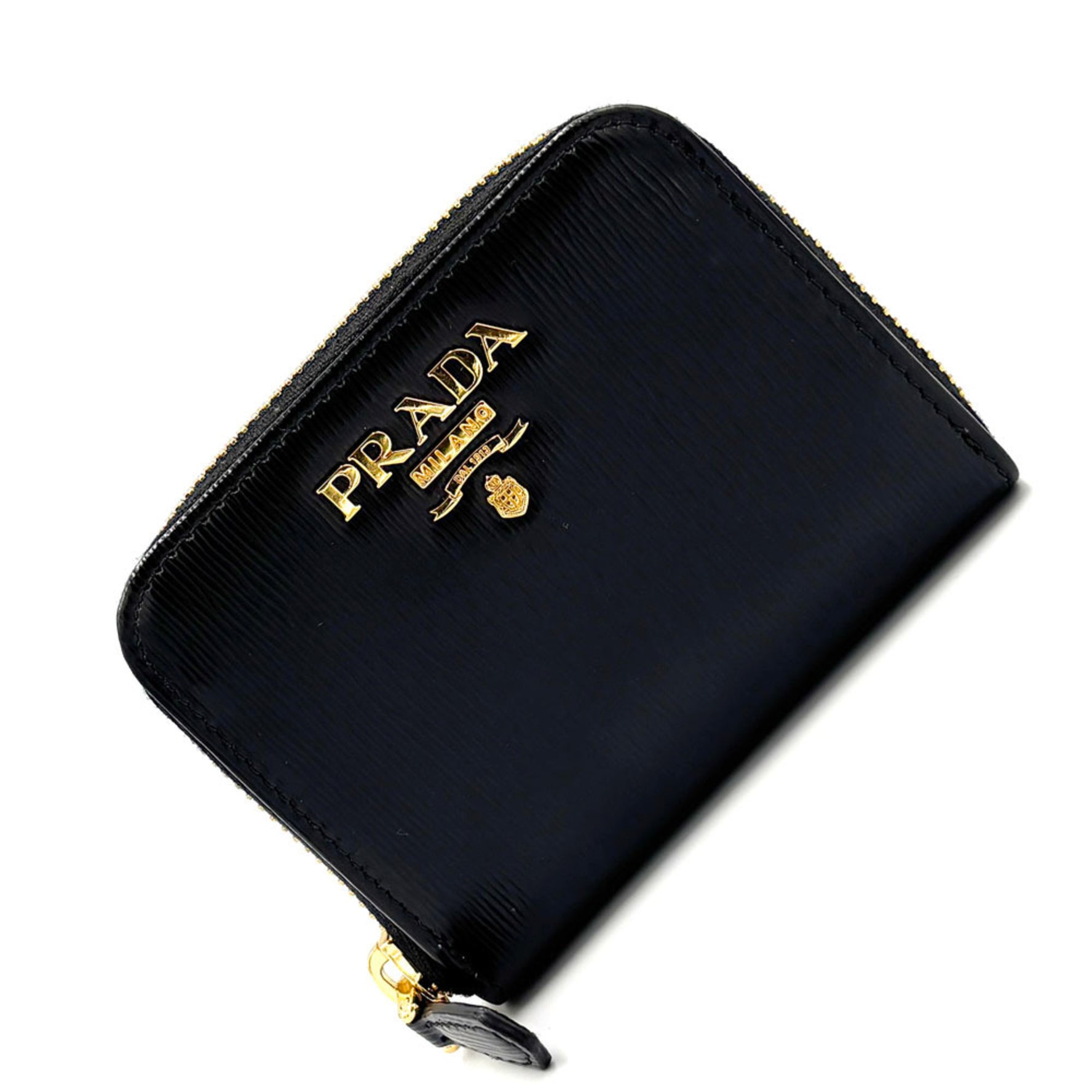 PRADA Saffiano Wallet/Coin Case Leather Coin Purse Compact Wallet Women Men