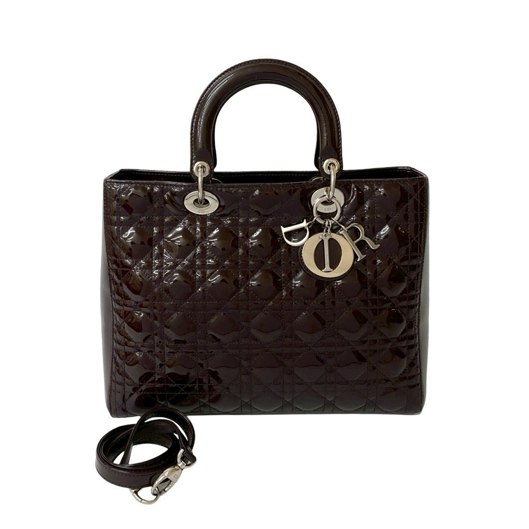 Christian Dior Lady Cannage Patent Leather Handbag/Shoulder Bag
