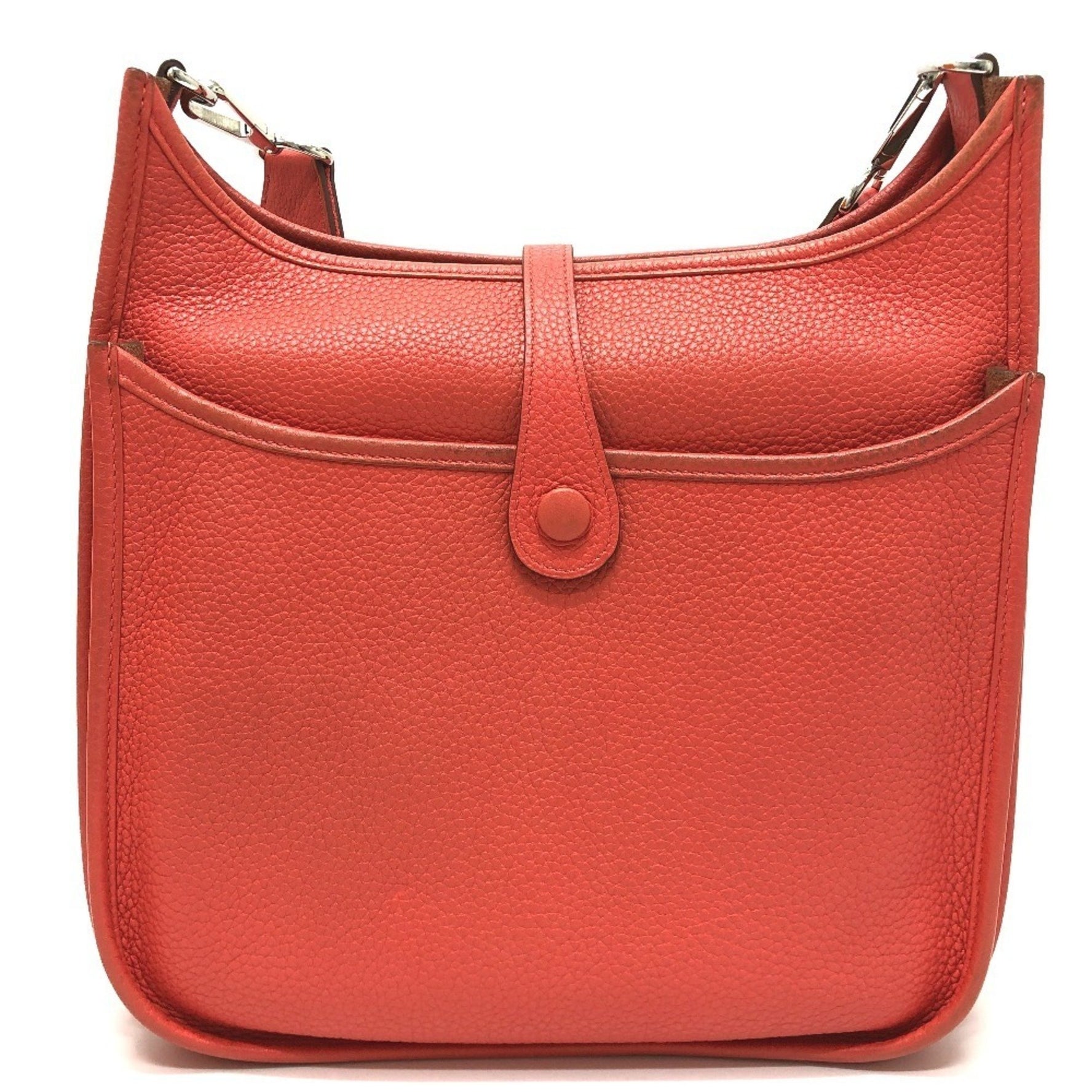 HERMES Evelyne PM 3 Shoulder Bag, Taurillon Clemence Leather, Rouge Pivoine (estimated color), Red