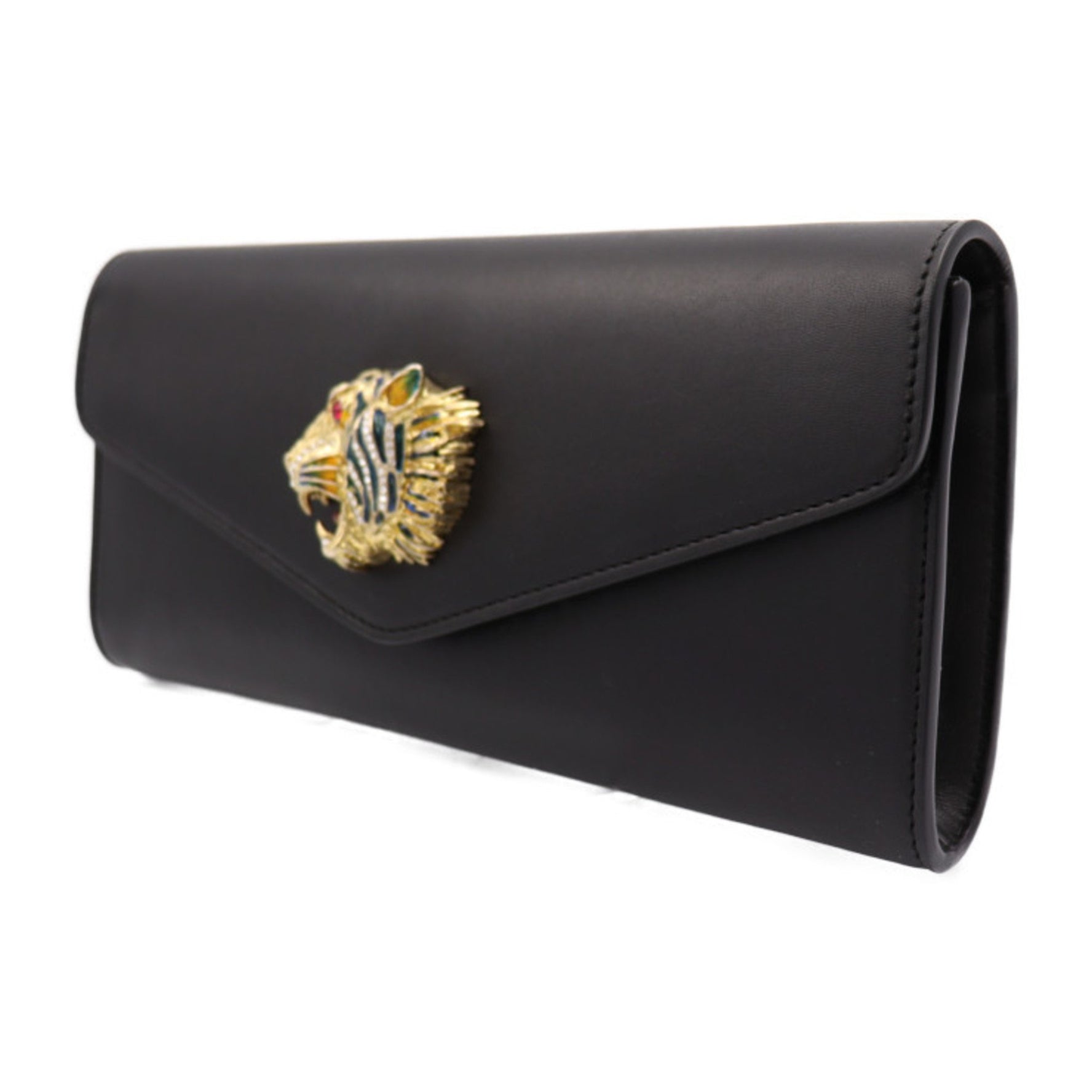 GUCCI Raja Broadway Clutch Bag Leather Second Tiger Head