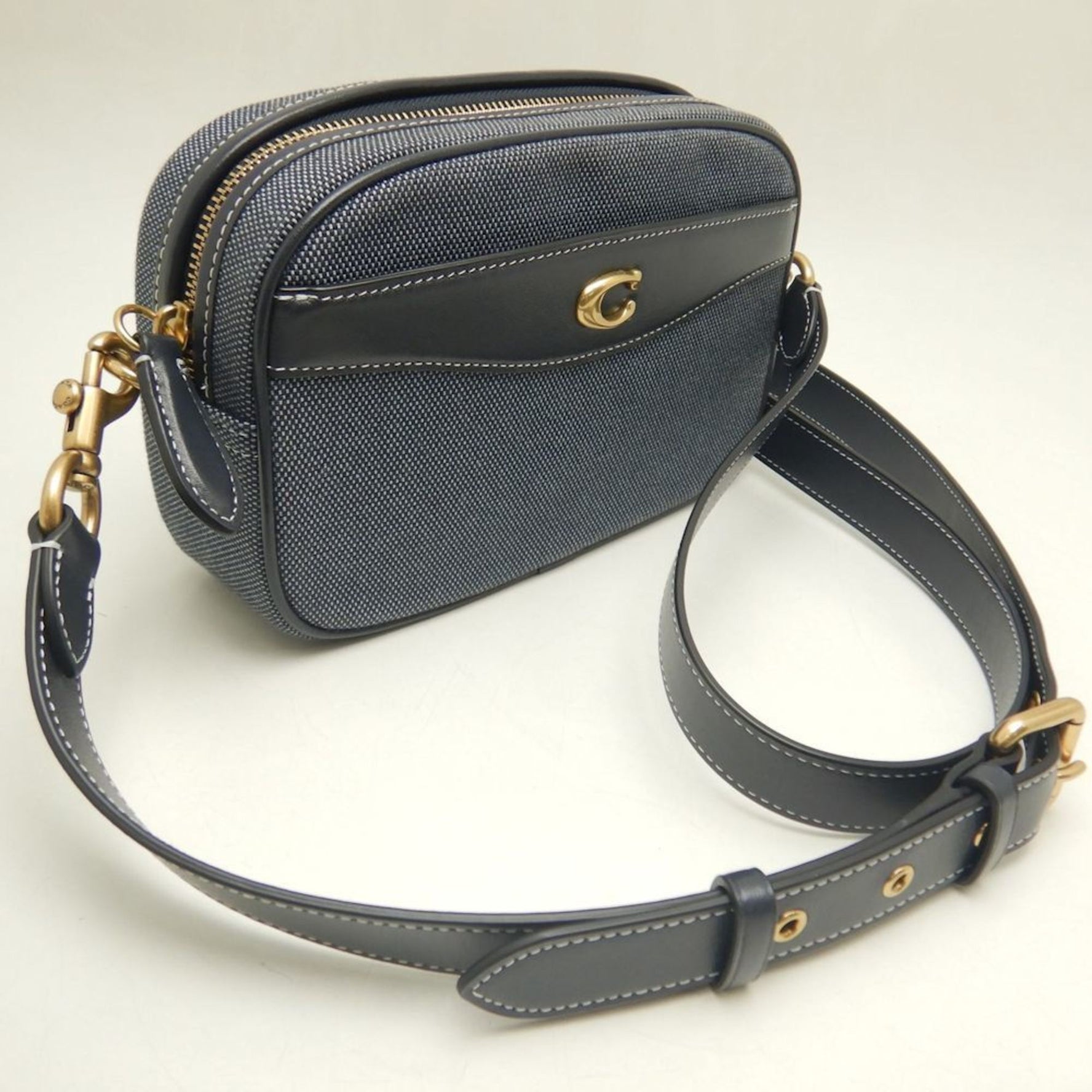 COACH Camera Bag Shoulder Canvas x Leather Midnight Outlet