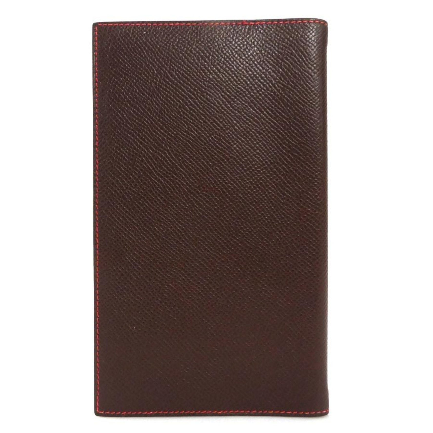 Hermes Notebook Cover Leather Brown Red Men's