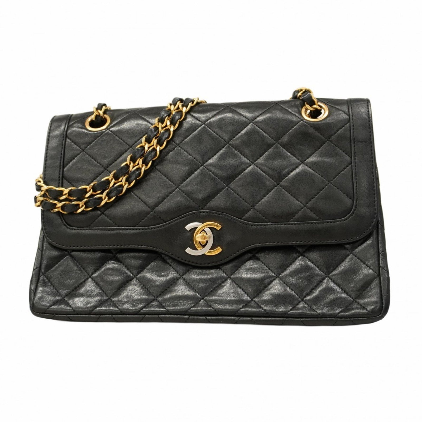 Chanel Matelasse Shoulder Bag, Paris Limited Edition, Double Flap, Chain, Lambskin, Gold