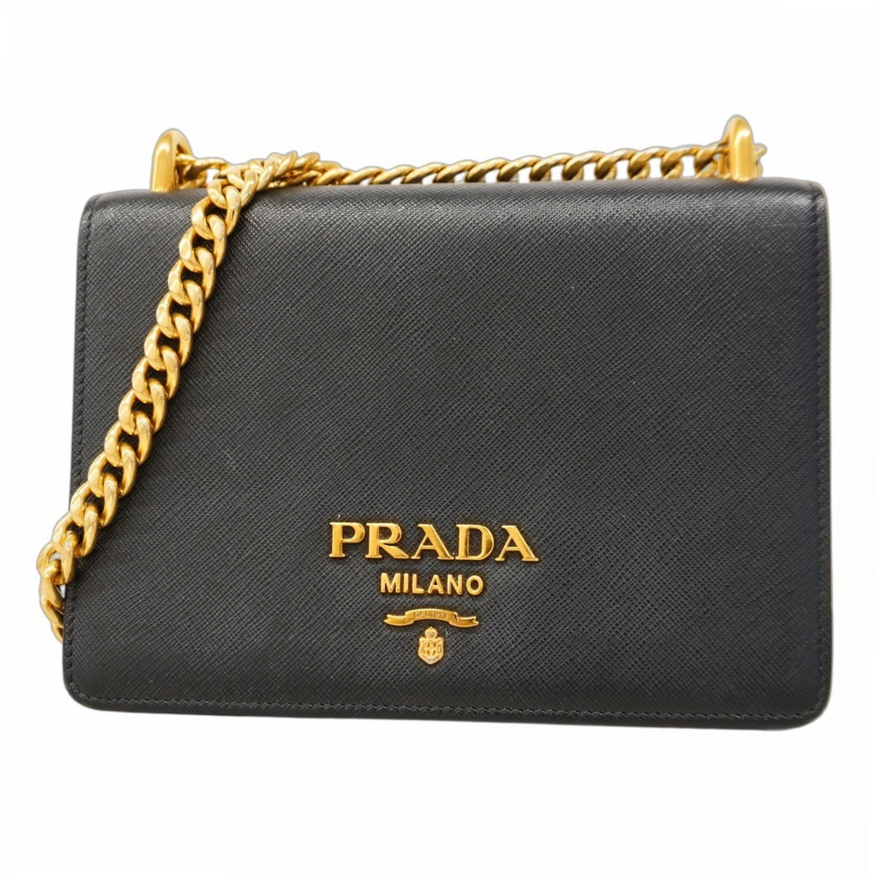 Prada shoulder bag in black leather for women