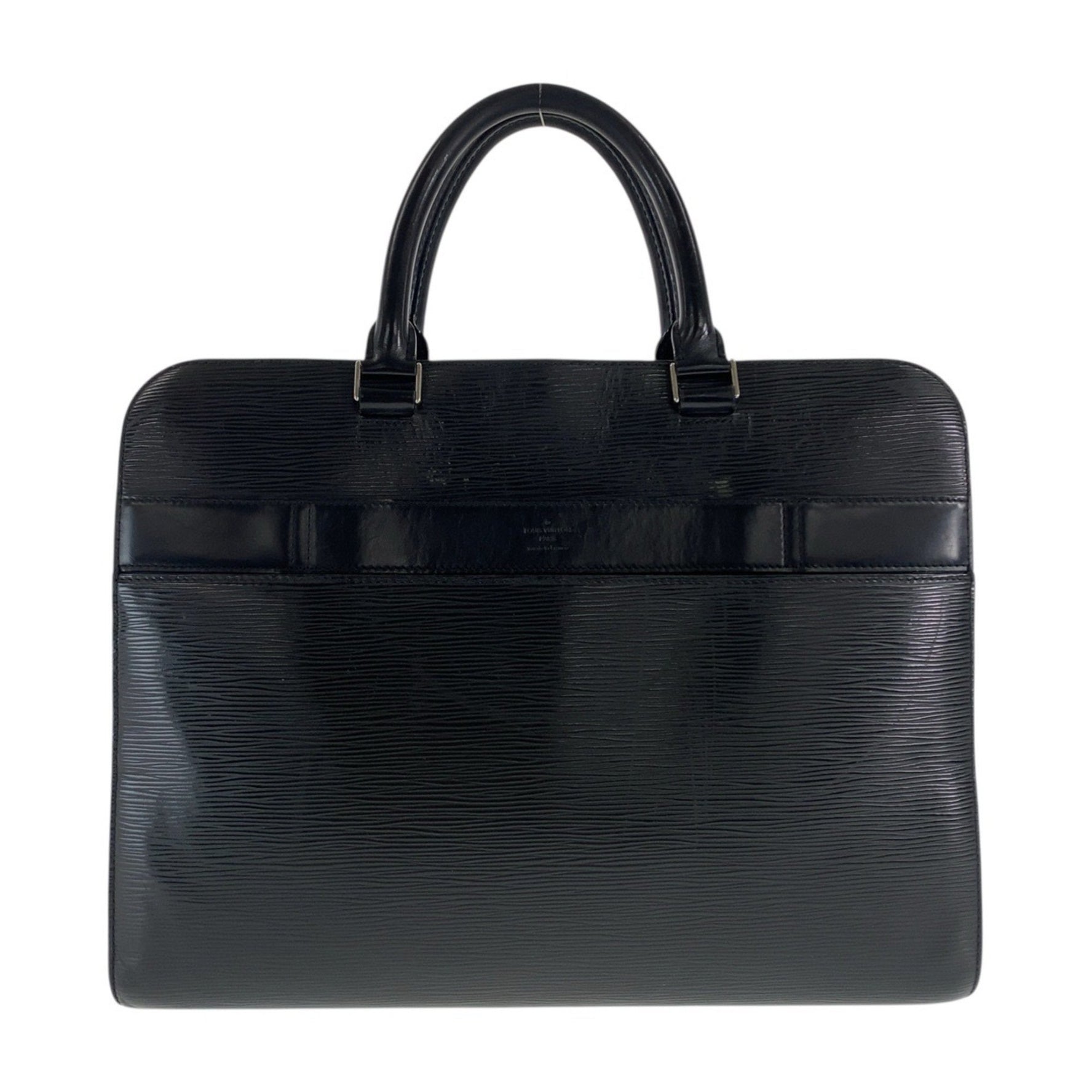LOUIS VUITTON Epi Bassano GM Noir Black with Silver Hardware and Leather, Business Briefcase