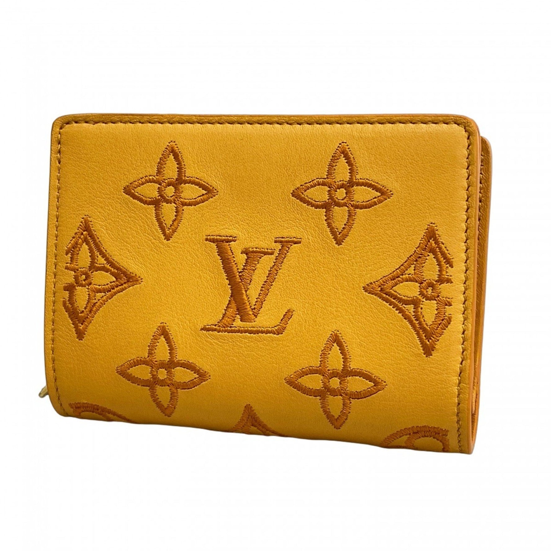Louis Vuitton LV Broderie Anglaise Portefeuille Jaune D'or Wallet
