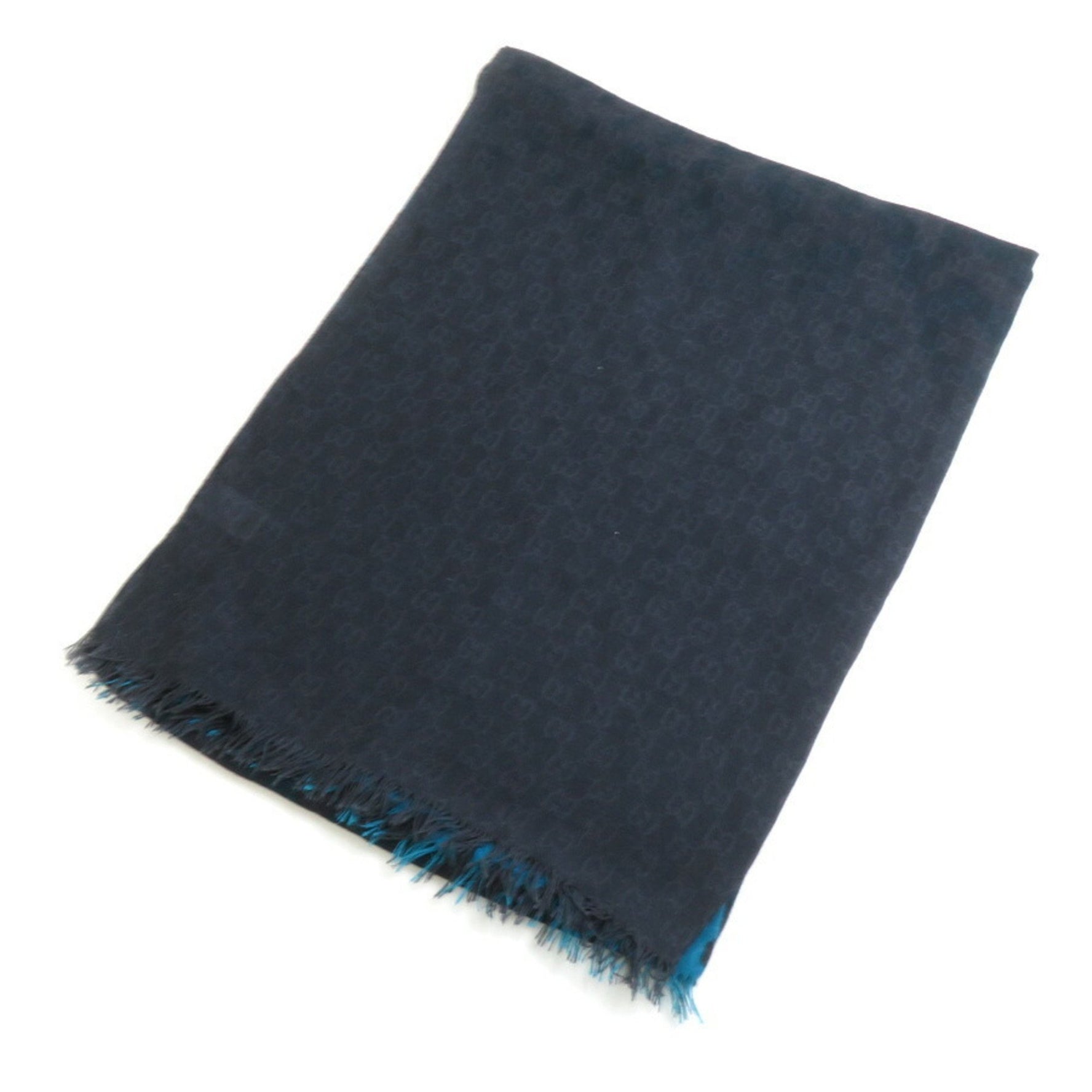 GUCCI shawl scarf muffler GG leopard rayon black blue